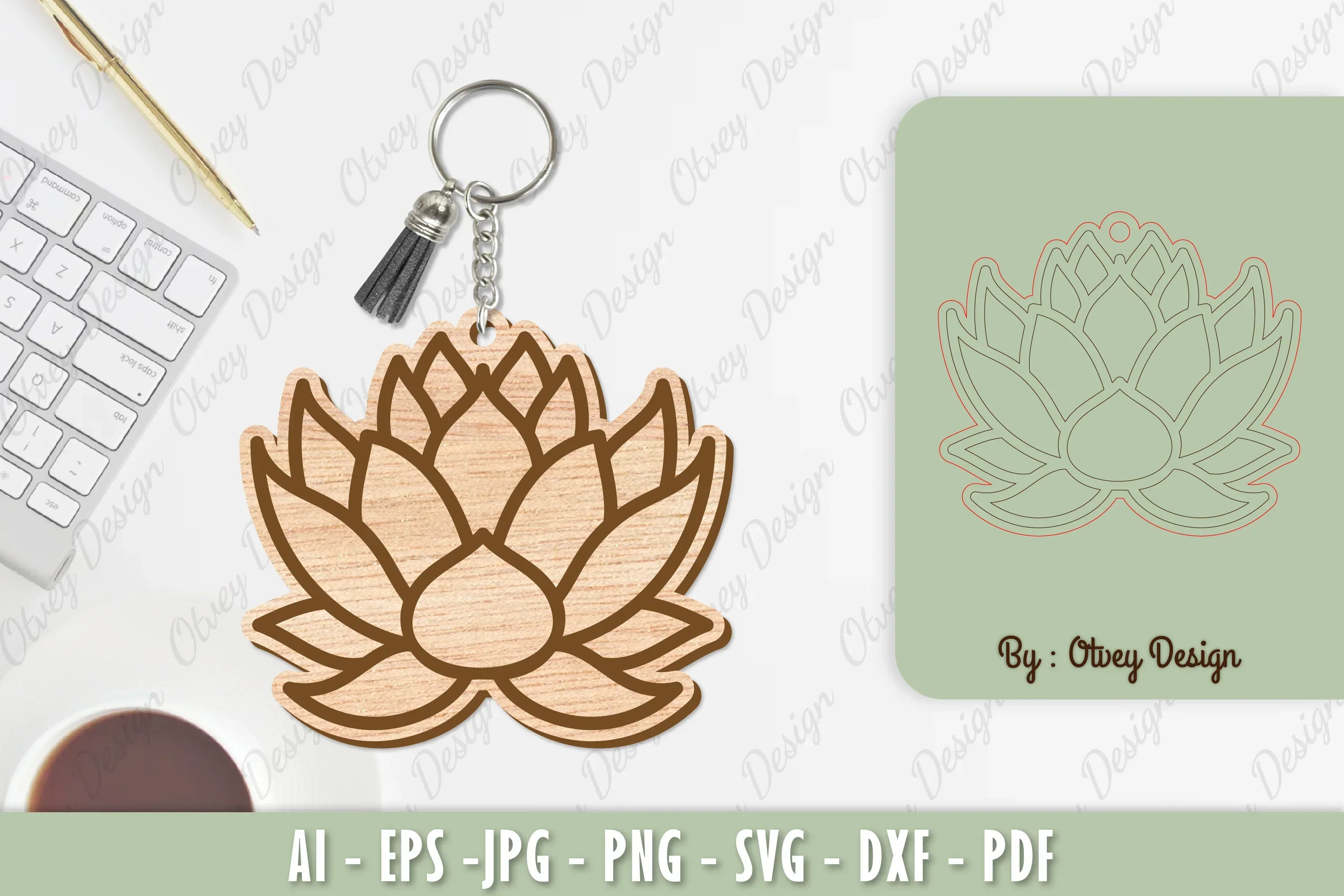 Flower Keychain Laser Cut SVG Bundle