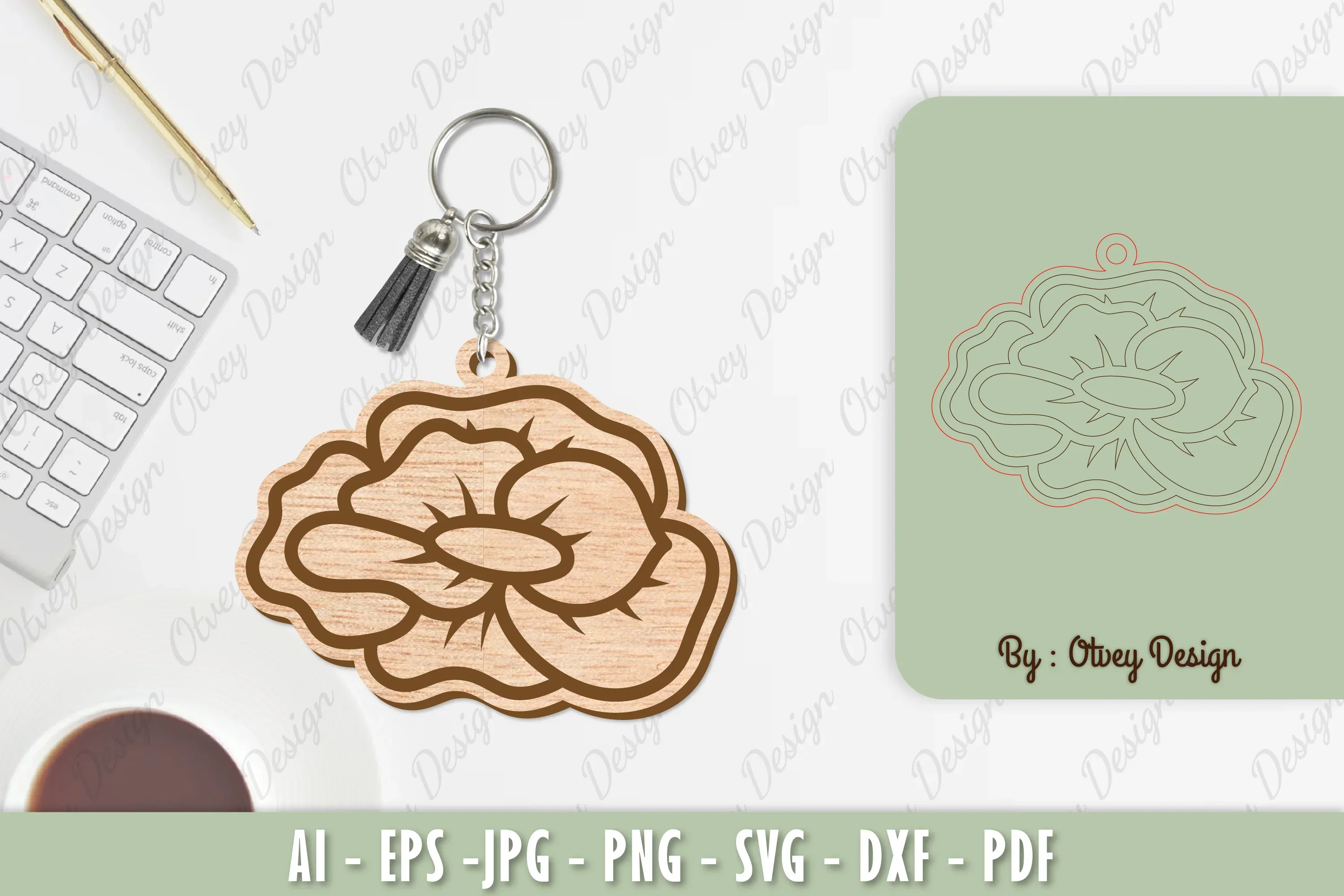 Flower Keychain Laser Cut SVG Bundle