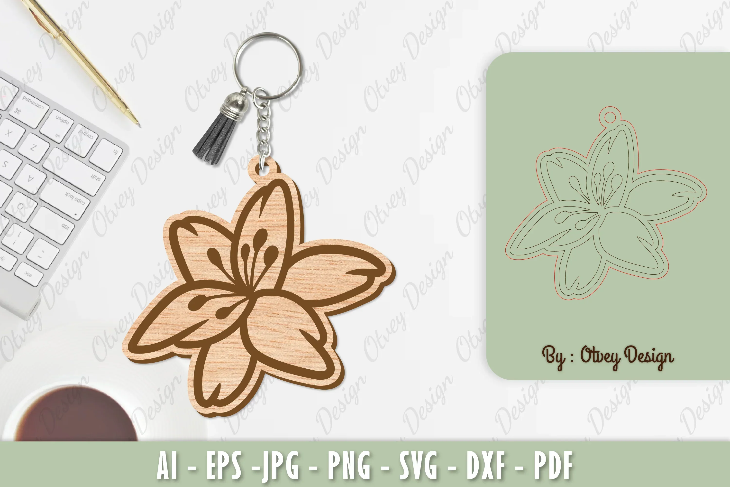 Flower Keychain Laser Cut SVG Bundle