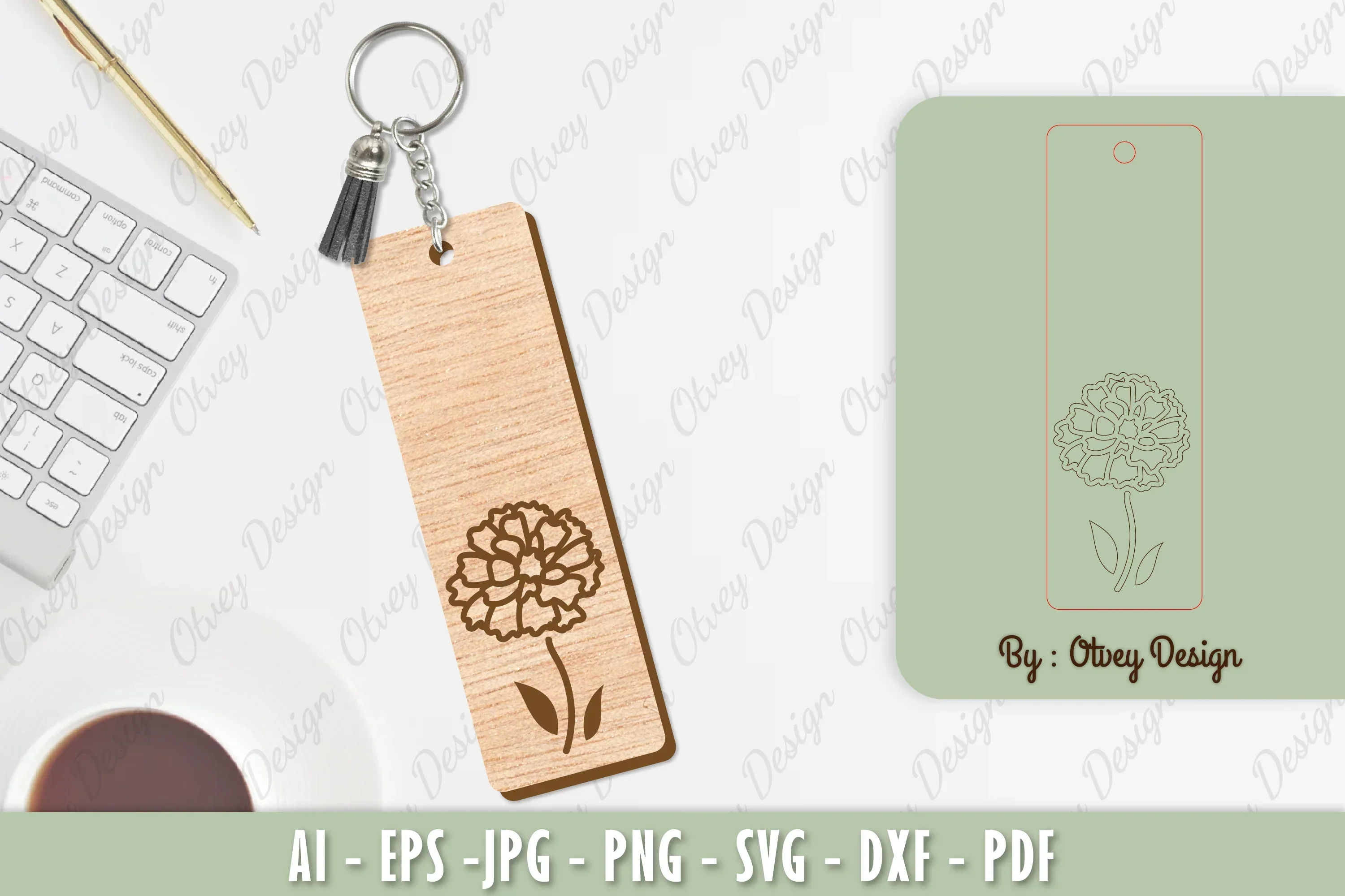 Flower Keychain Laser Cut SVG Bundle