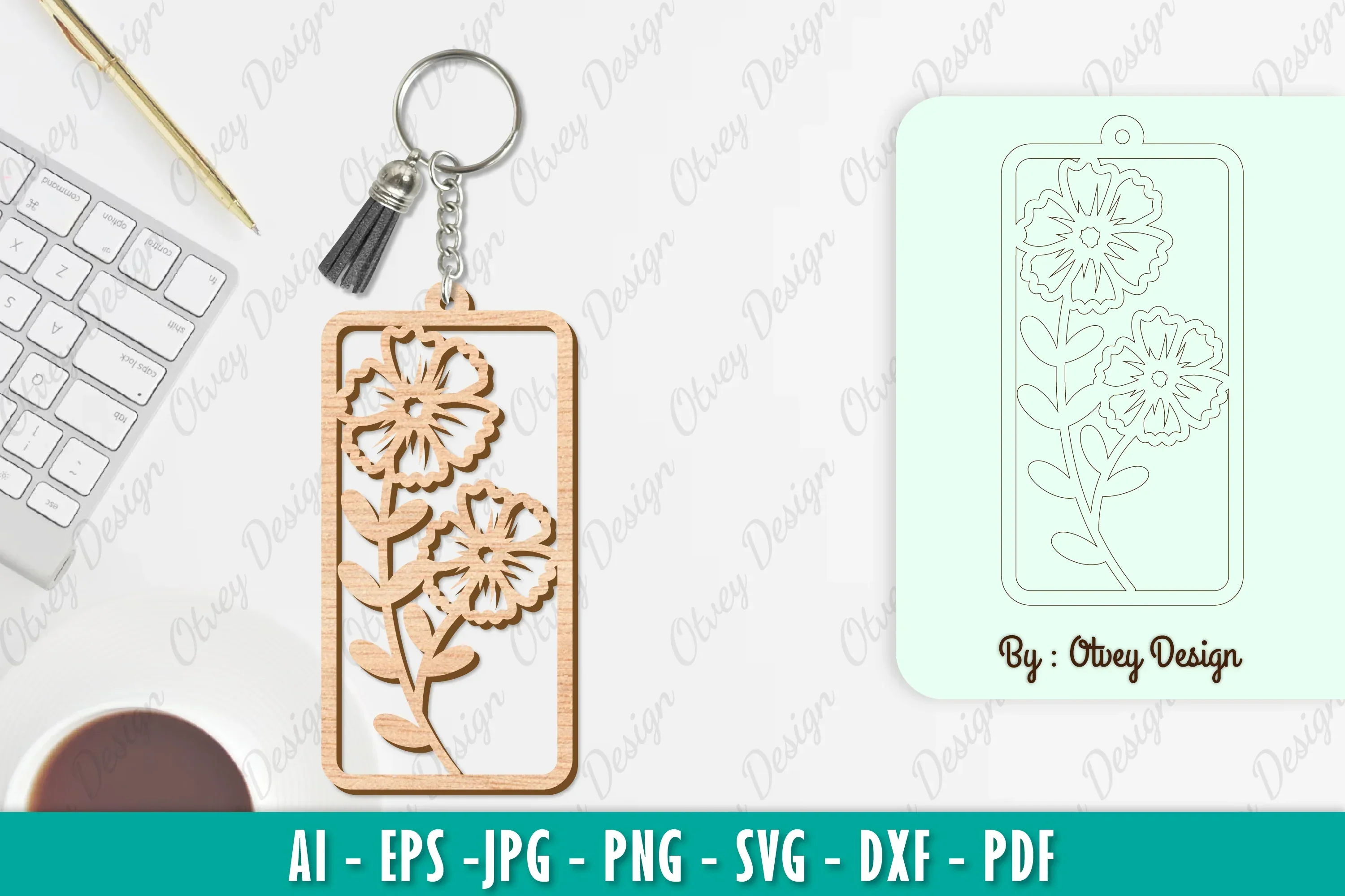 Flower Keychain SVG Bundle