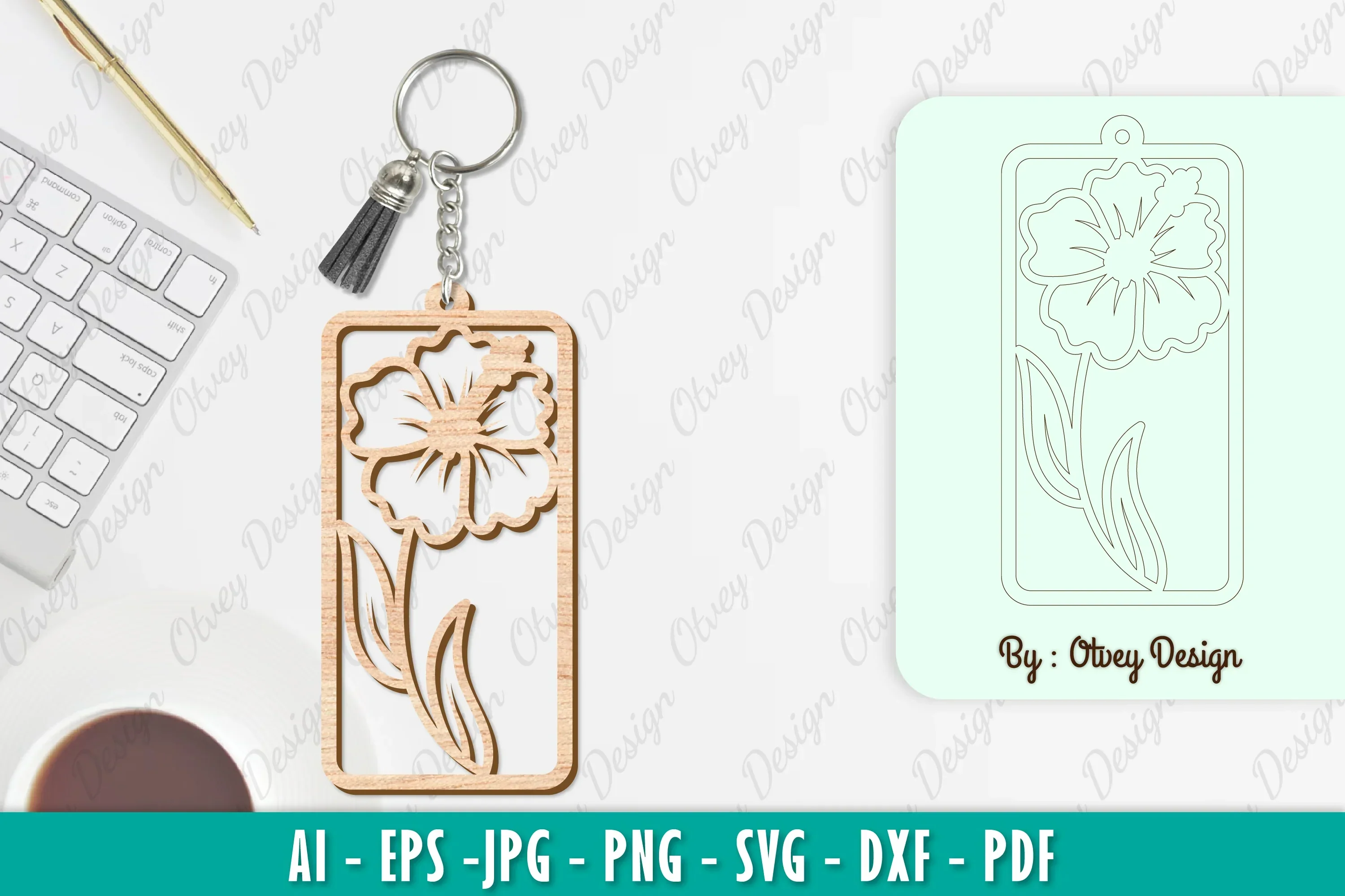 Flower Keychain SVG Bundle