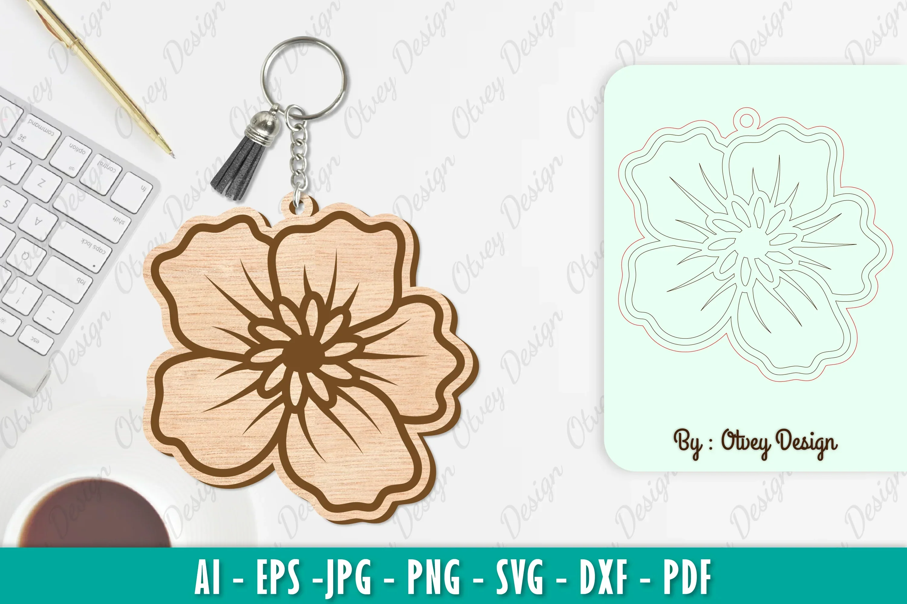 Flower Keychain SVG Bundle