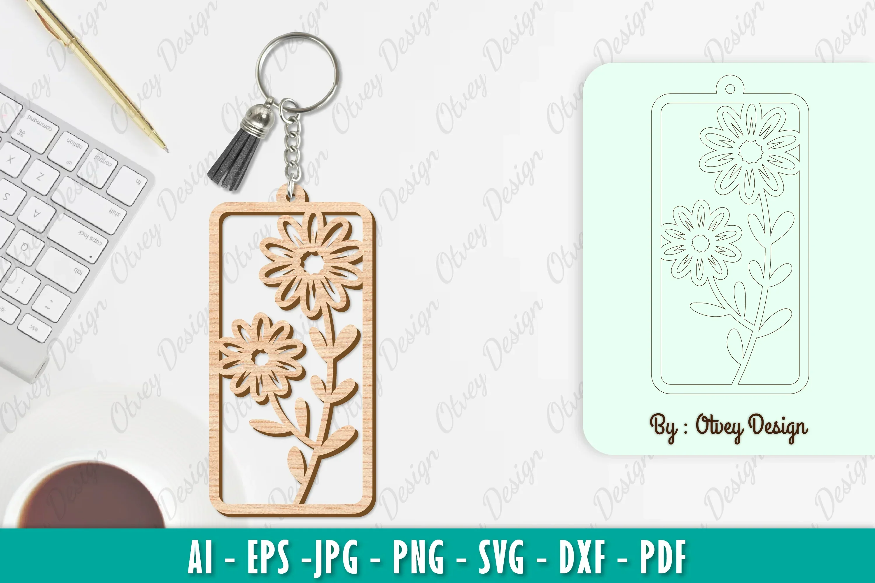 Flower Keychain SVG Bundle