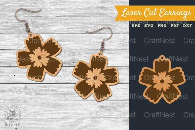 Flower Laser Cut Earring SVG Bundle