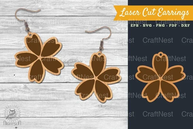 Flower Laser Cut Earring SVG Bundle