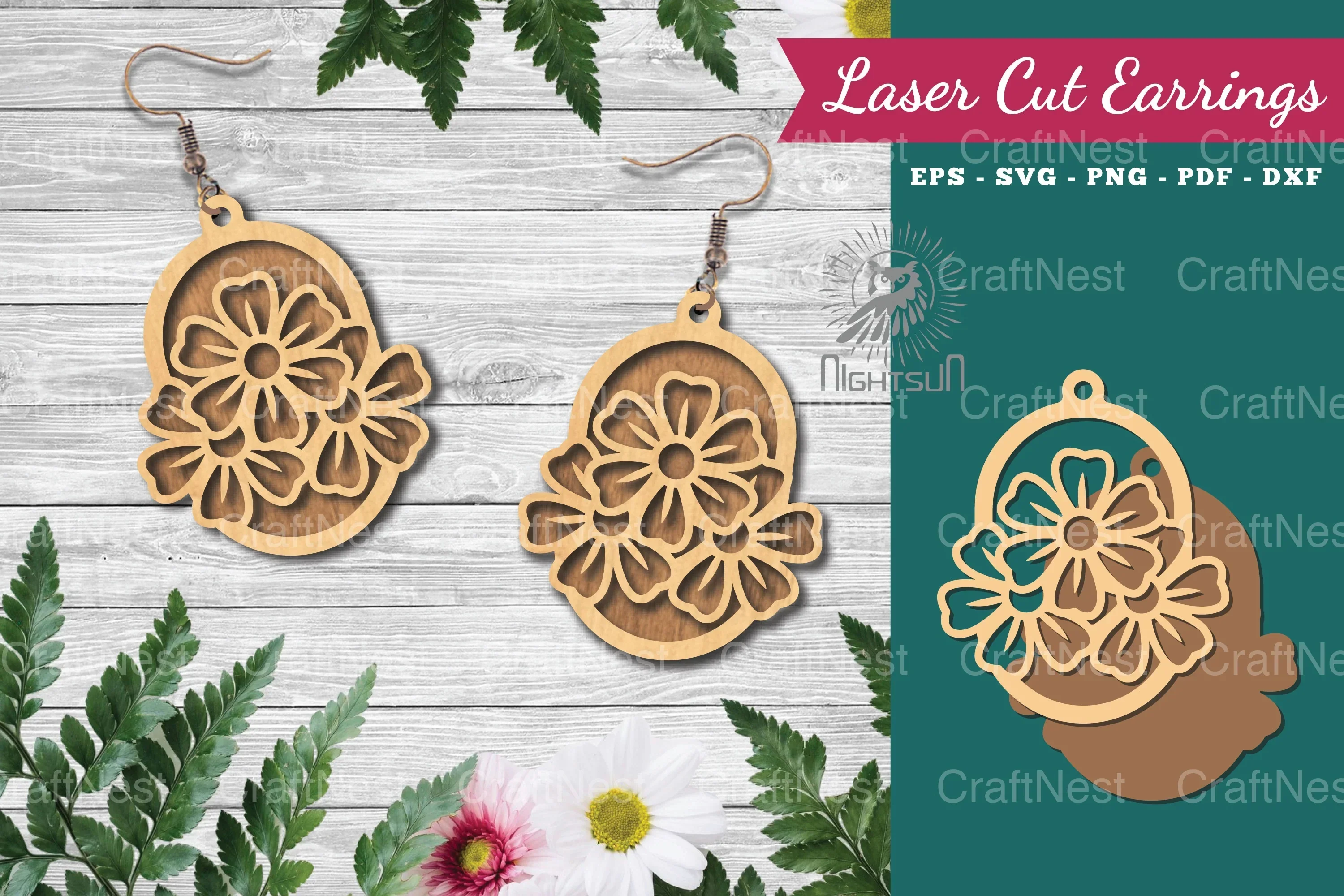 Flower Laser Cut Earrings - Clipart Bundle