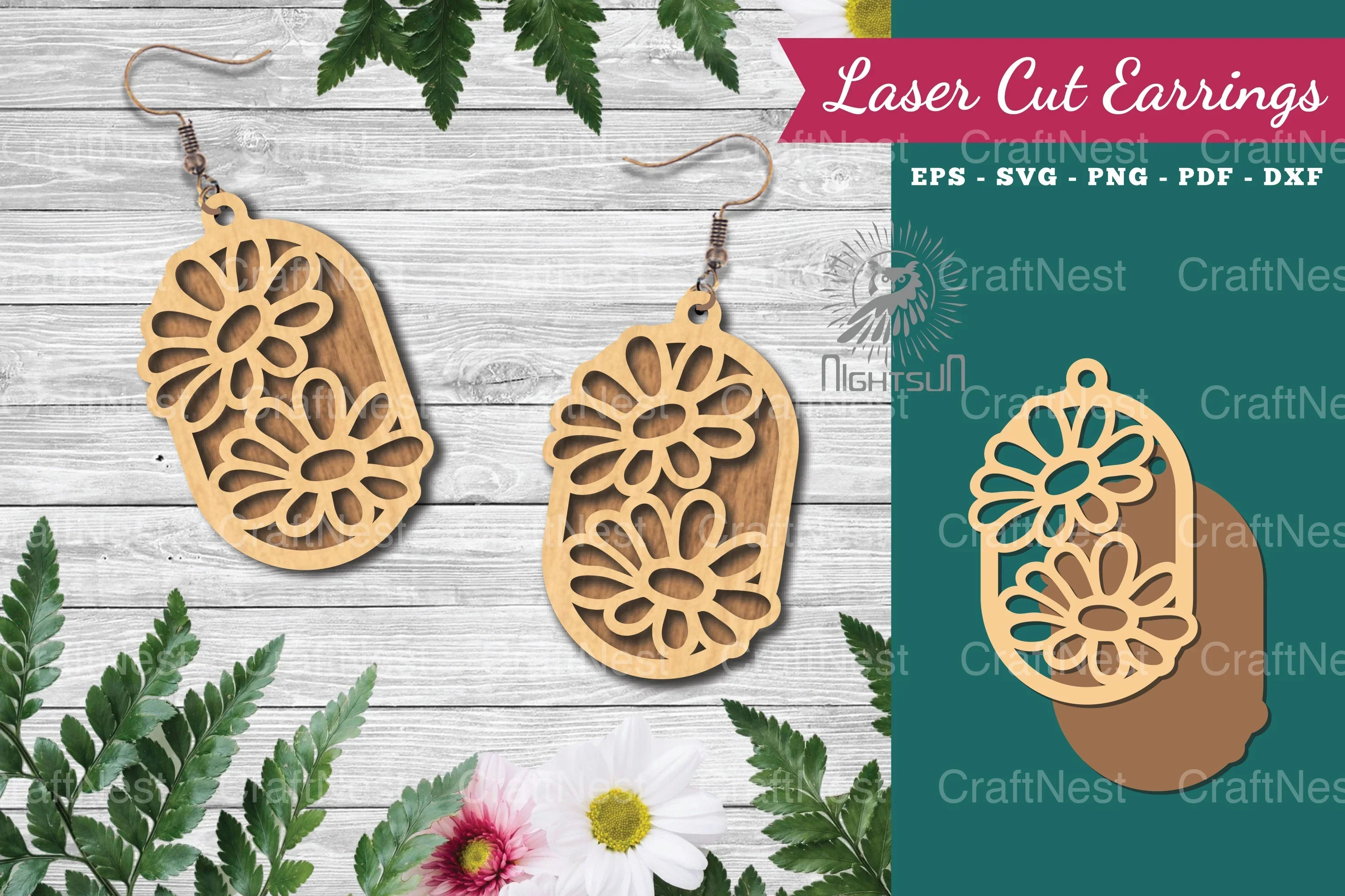 Flower Laser Cut Earrings - Clipart Bundle