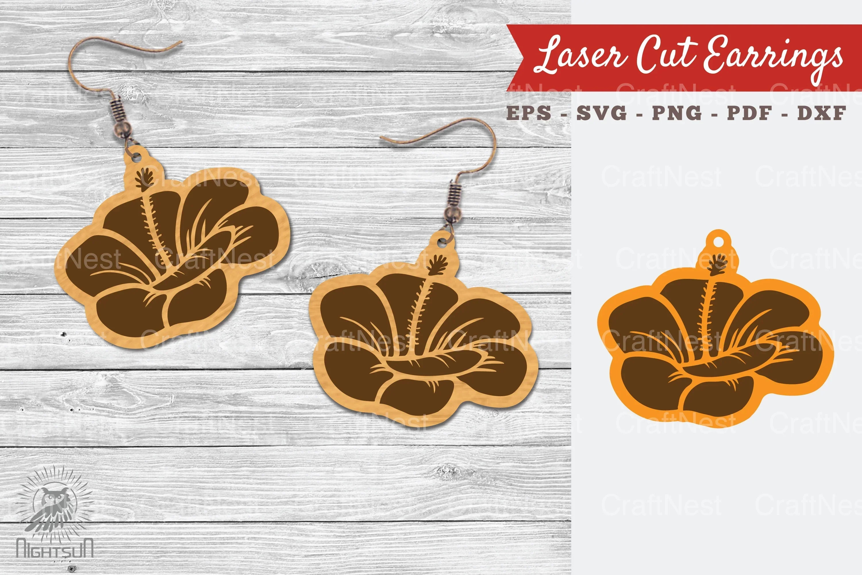 Flower Laser Cut Earrings Design Clipart Bundle