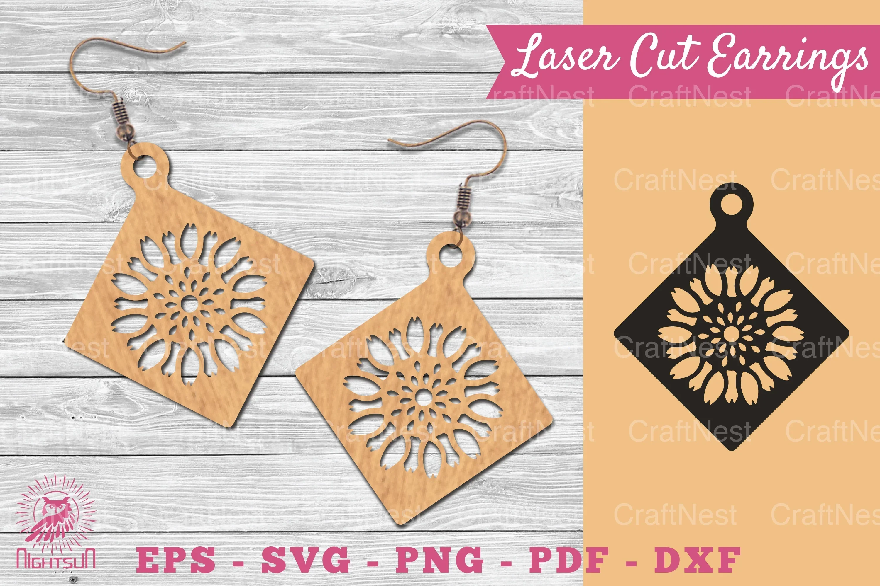 Flower Laser Cut Earrings SVG Bundle