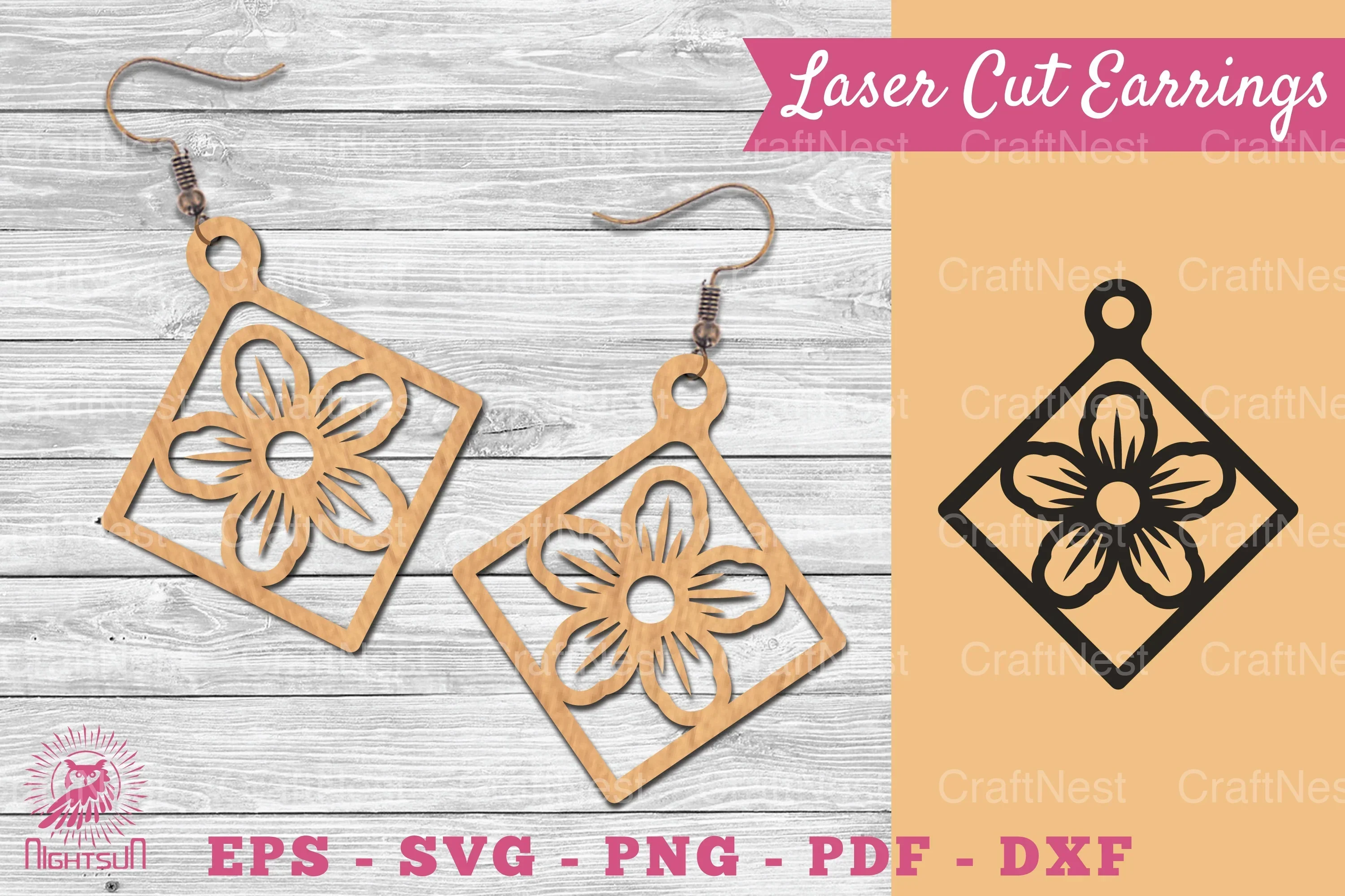 Flower Laser Cut Earrings SVG Bundle