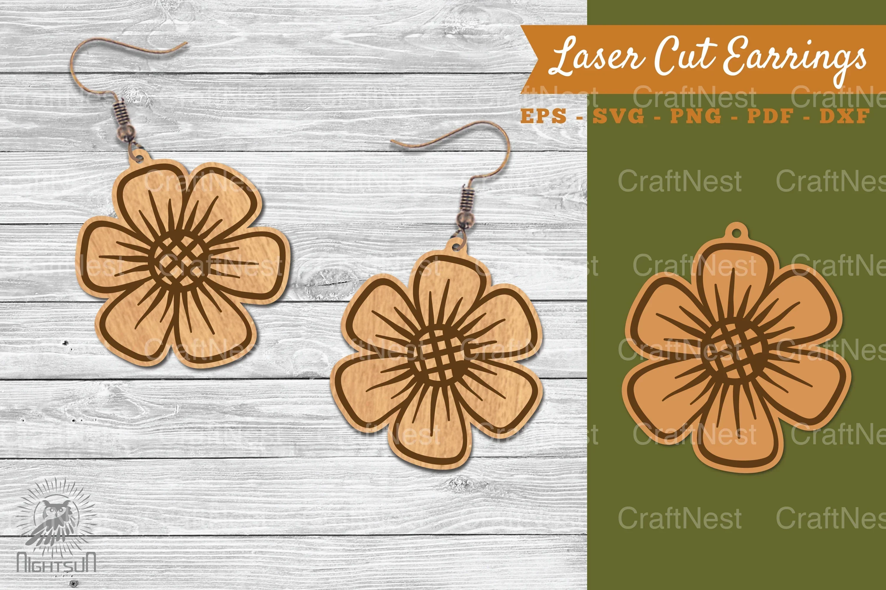 Flower Laser Cut Earrings SVG Bundle
