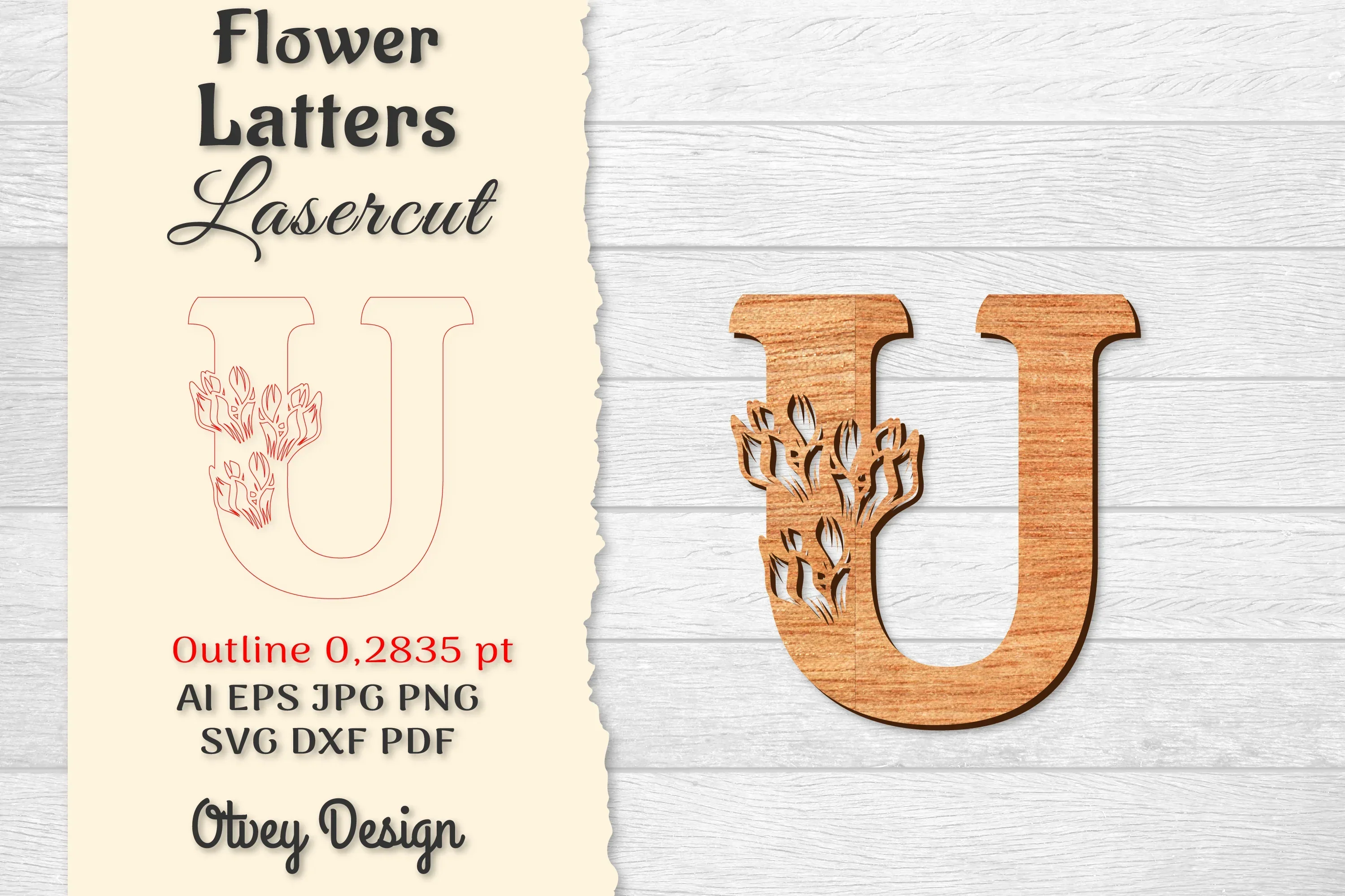 Flower Letters Laser Cut File SVG Bundle