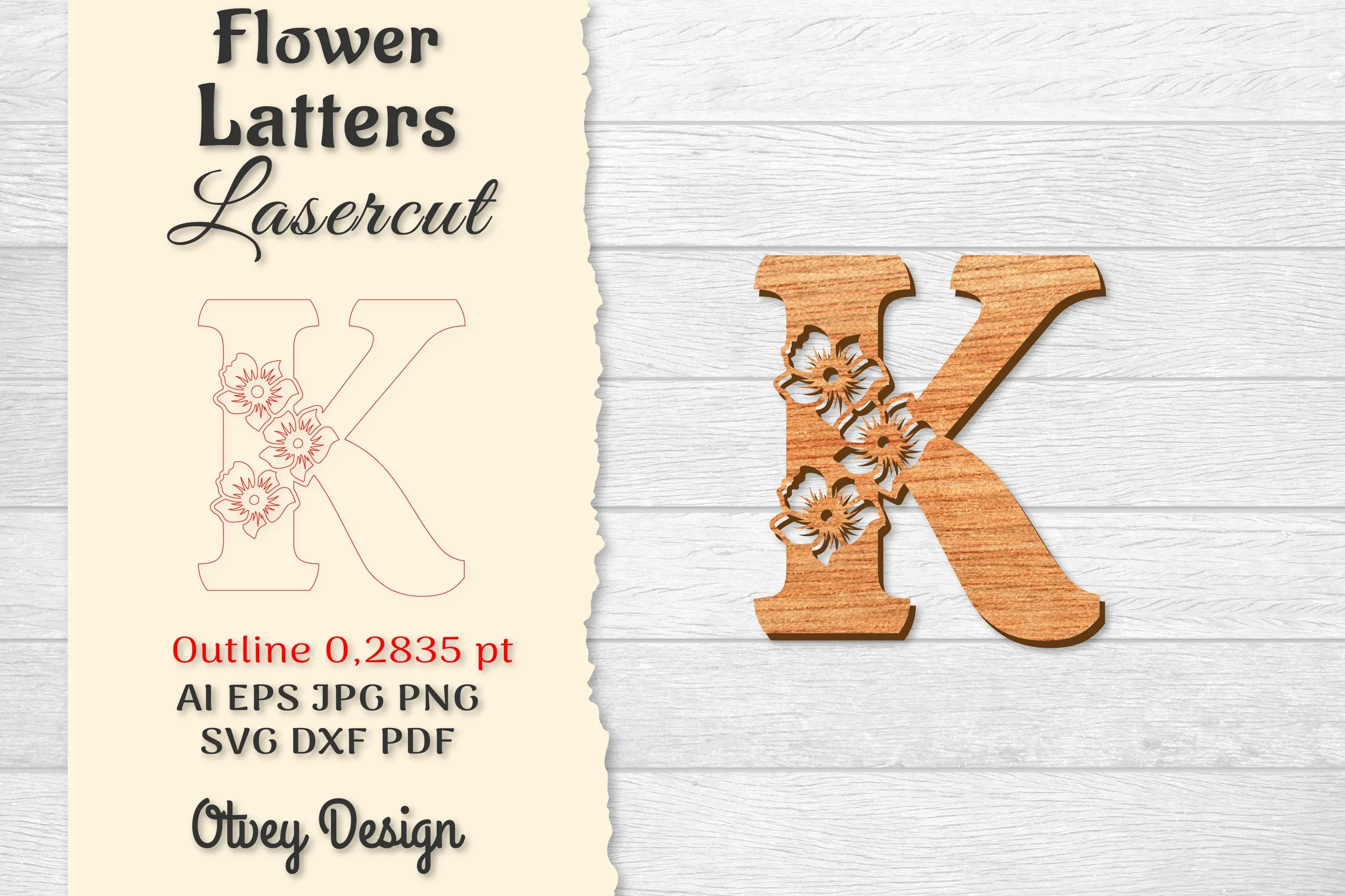 Flower Letters Laser Cut File SVG Bundle