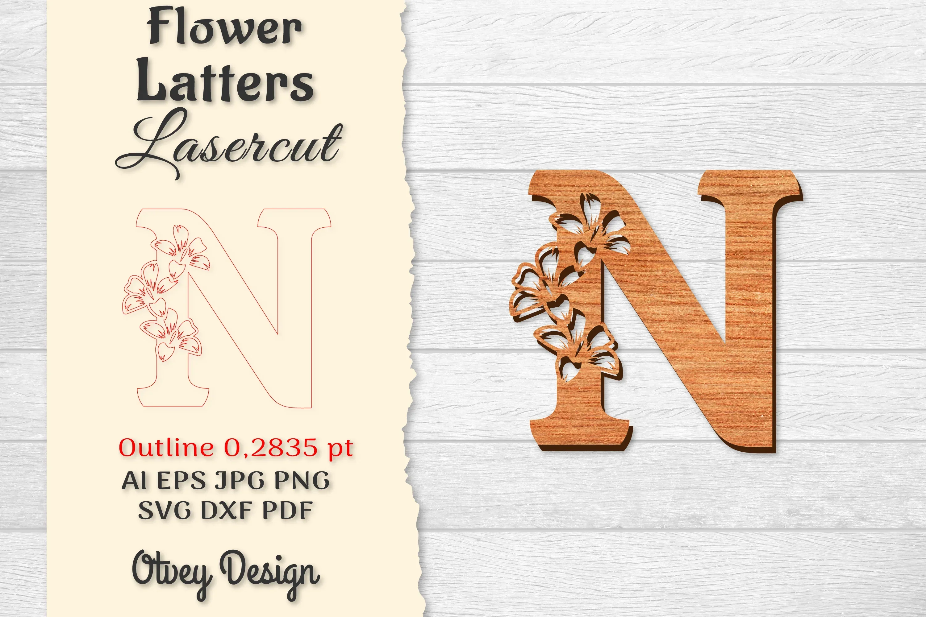 Flower Letters Laser Cut File SVG Bundle