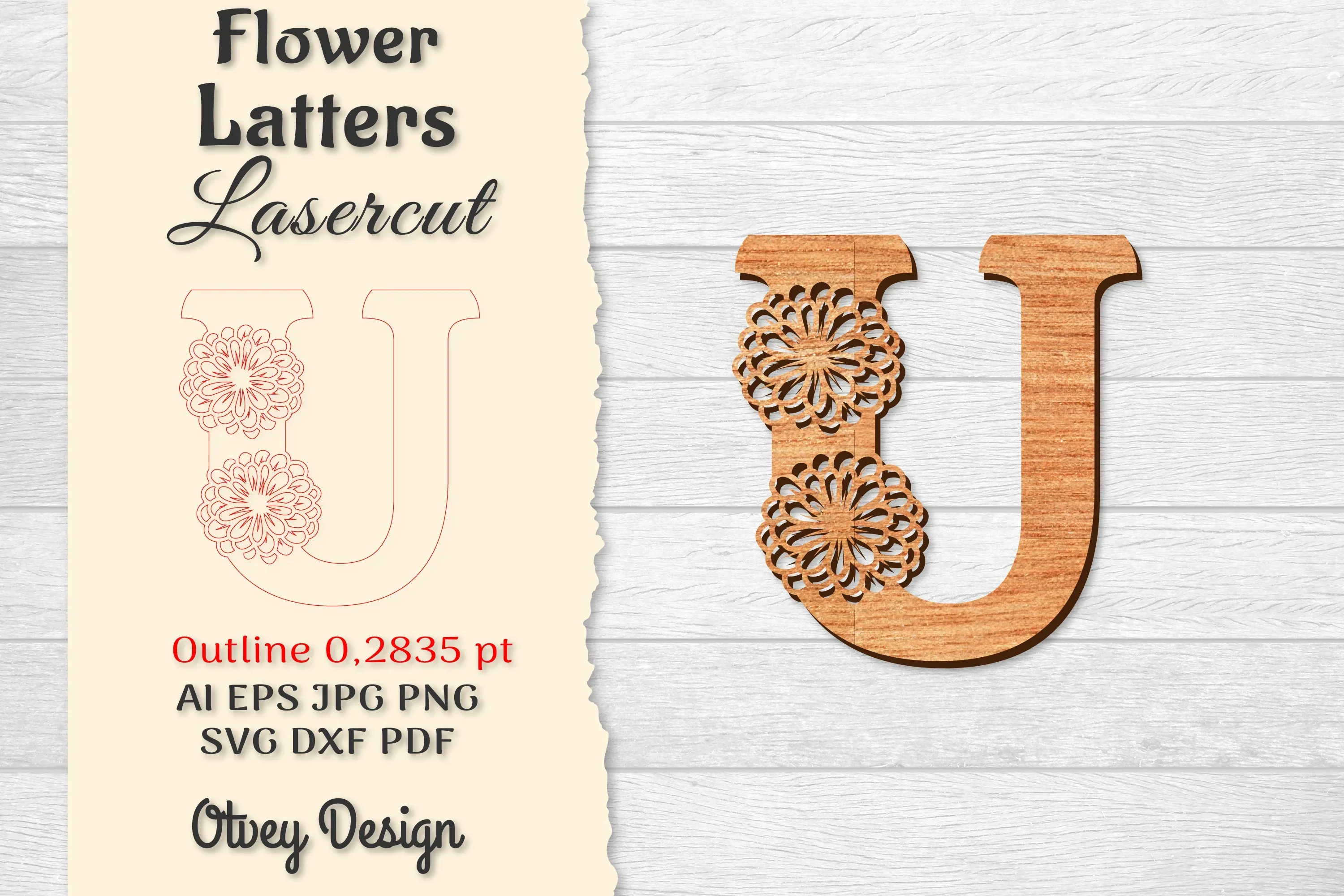 Flower Letters Laser Cut File SVG Bundle