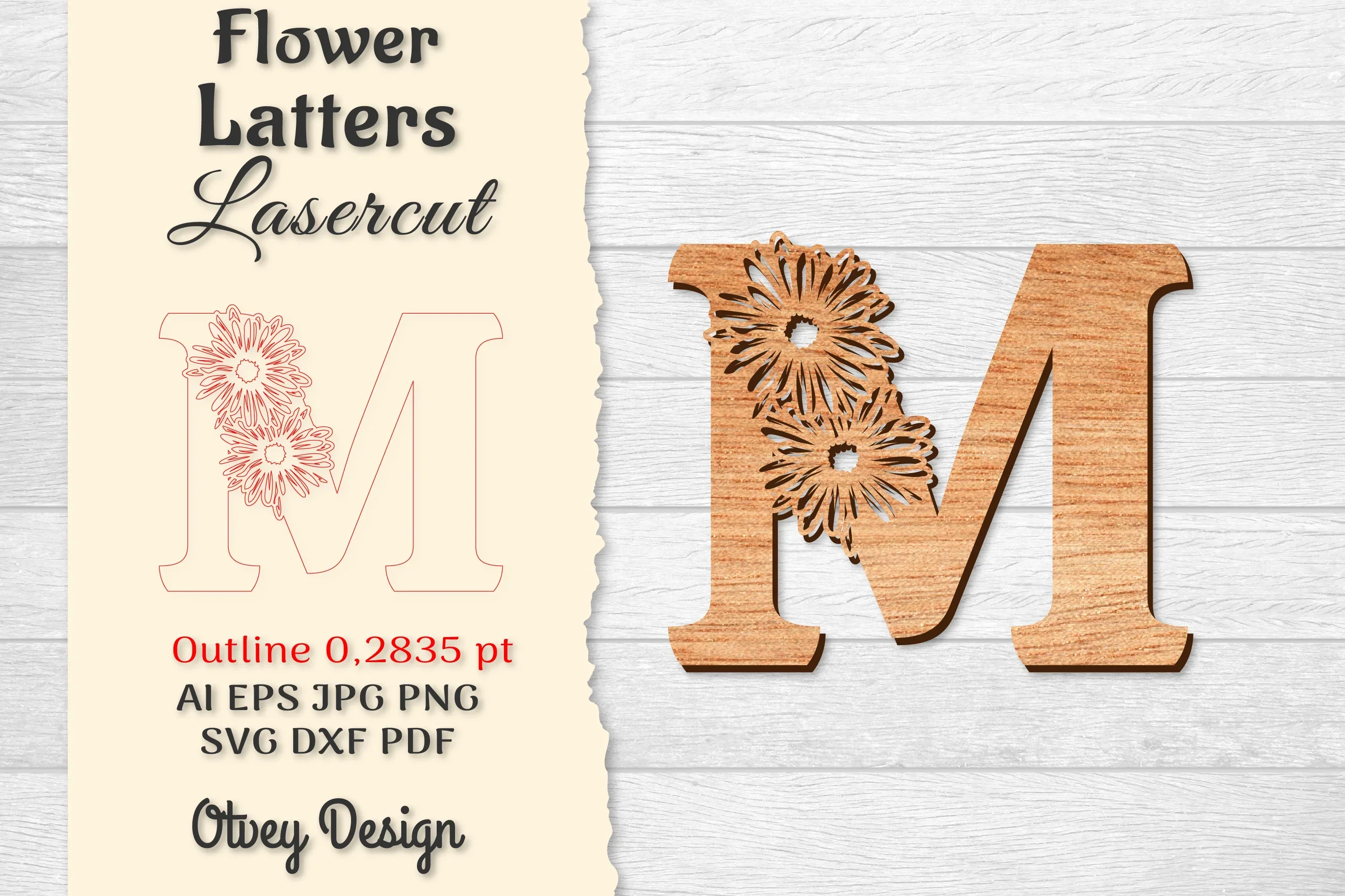 Flower Letters Laser Cut File SVG Bundle