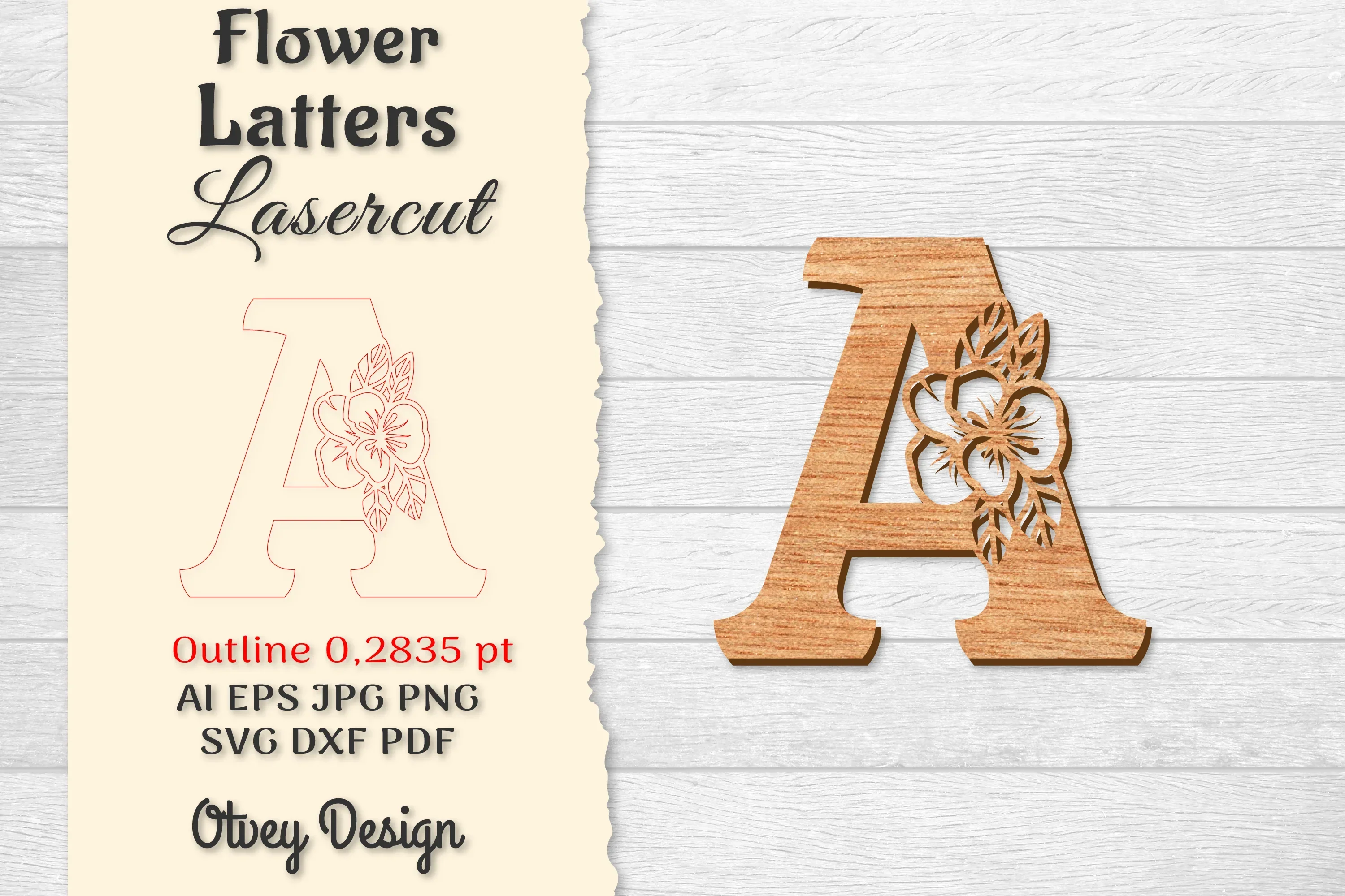 Flower Letters Laser Cut File SVG Bundle