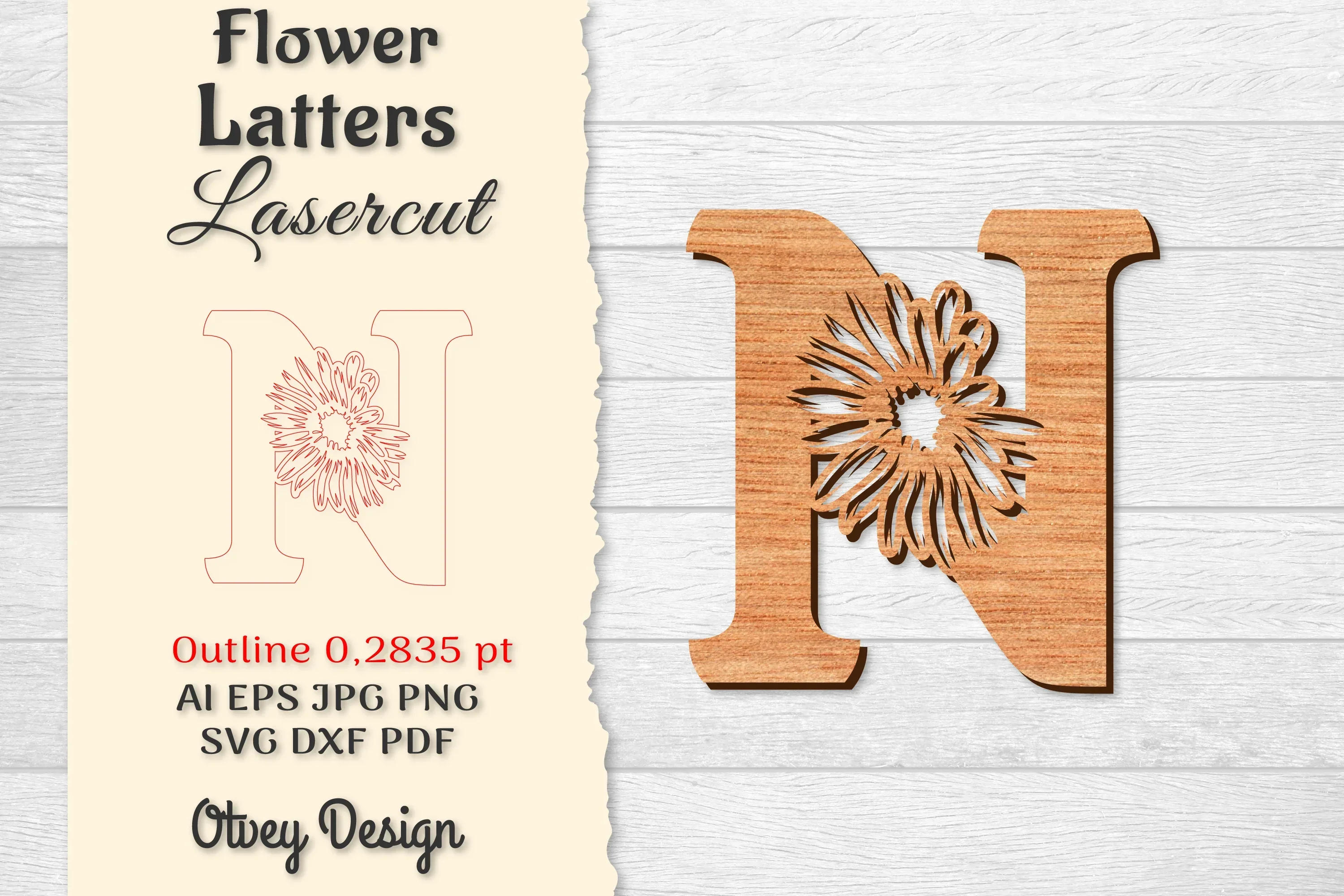Flower Letters Laser Cut SVG Bundle