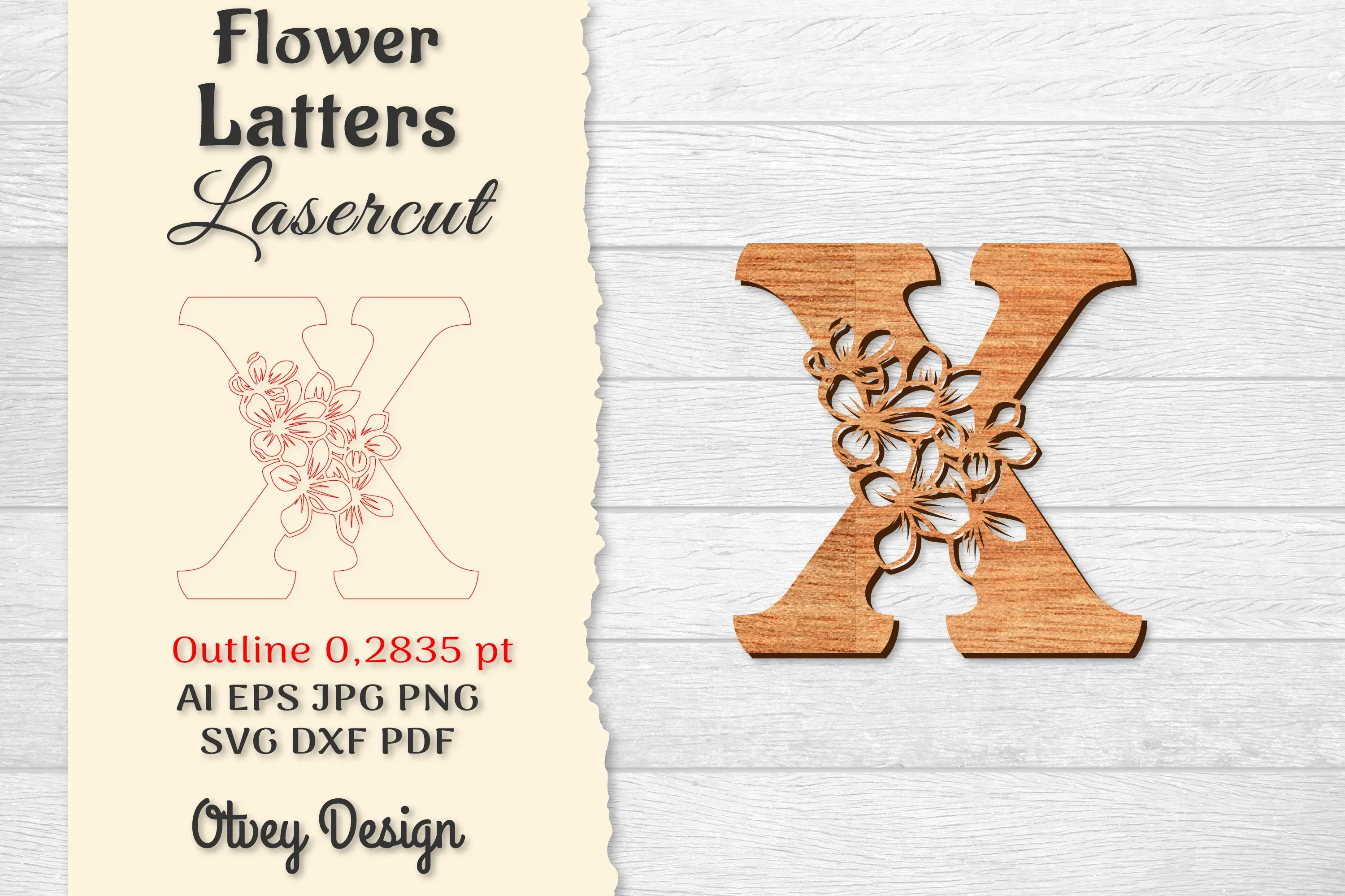 Flower Letters Laser Cut SVG Bundle