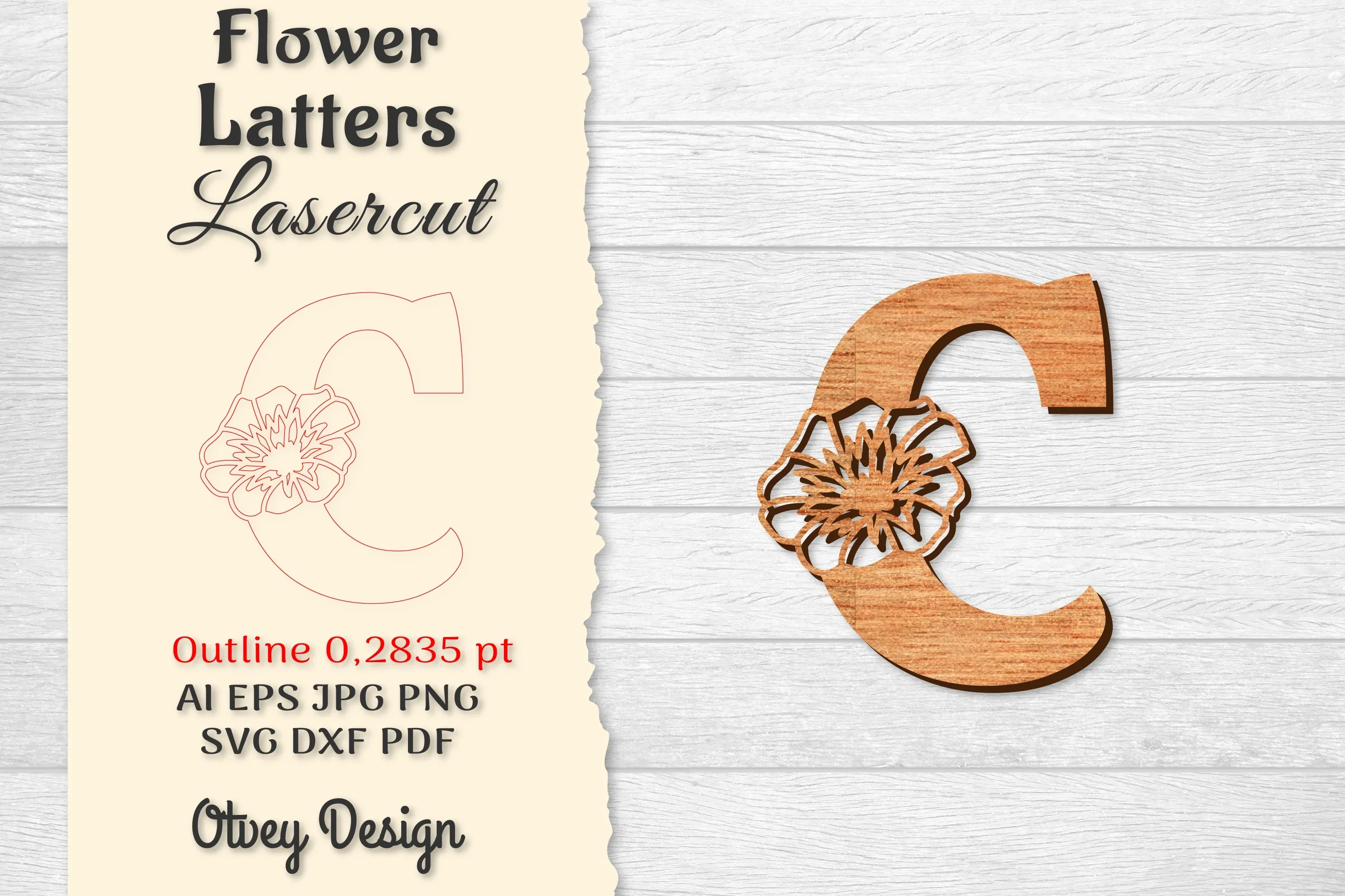 Flower Letters Laser Cut SVG Bundle