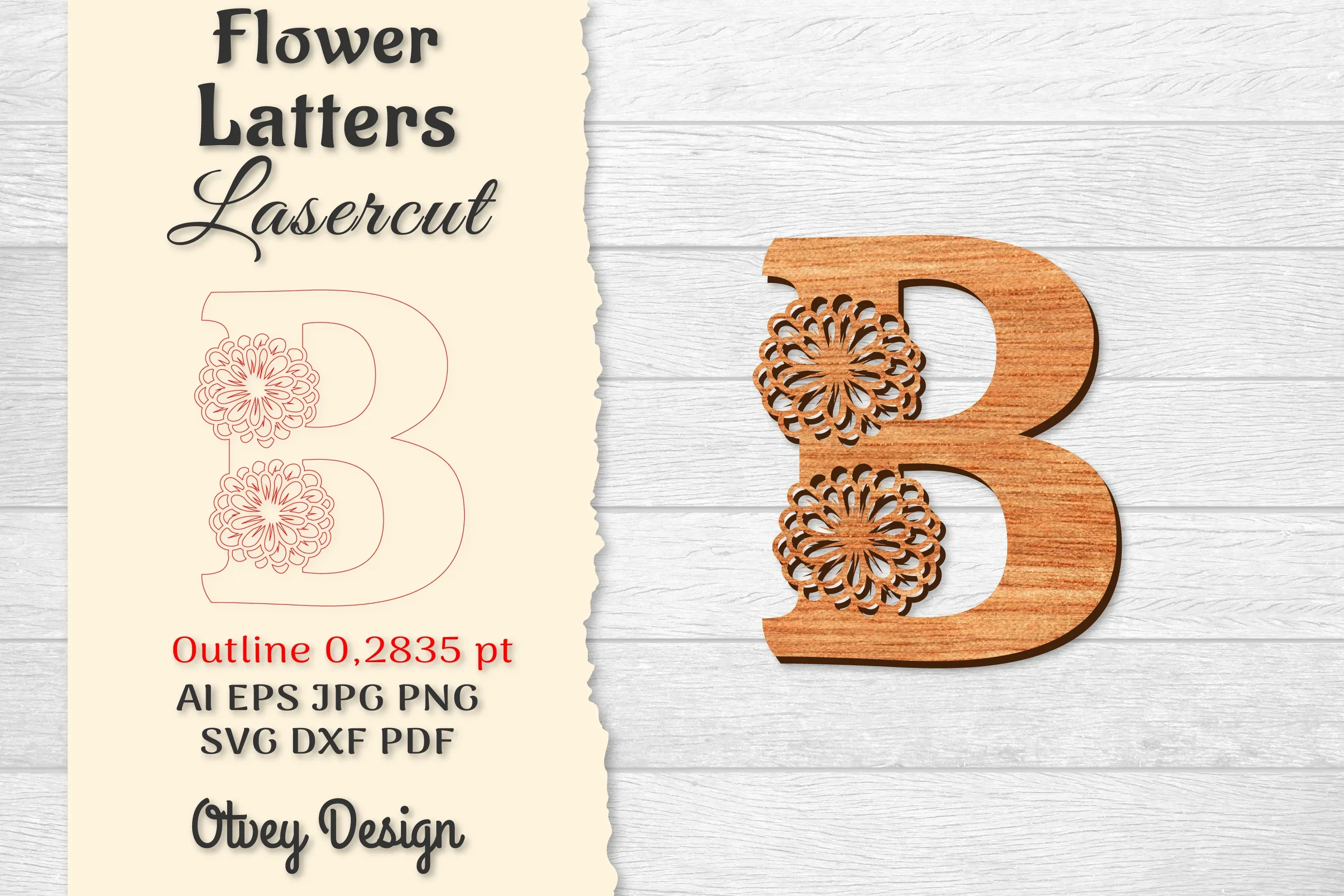 Flower Letters Laser Cut SVG Bundle