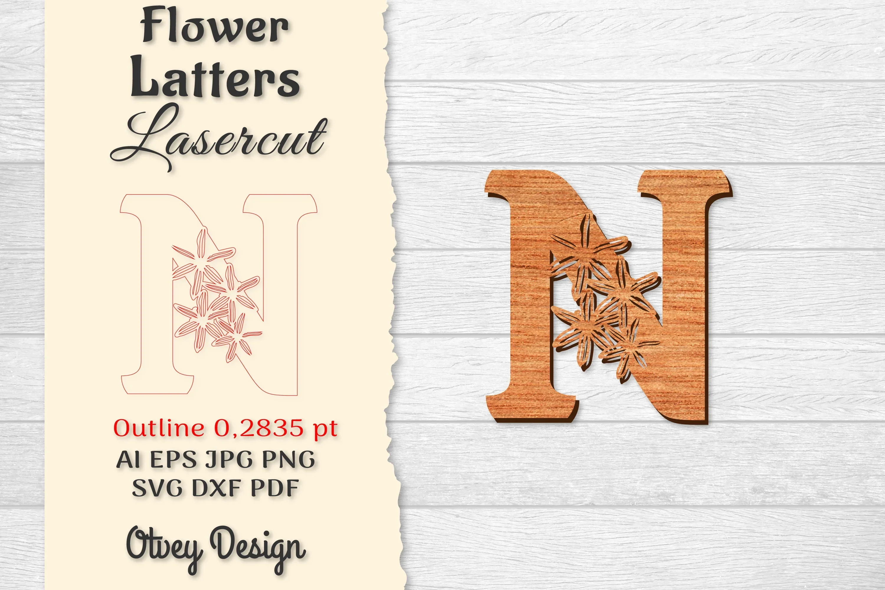Flower Letters Laser Cut SVG Bundle