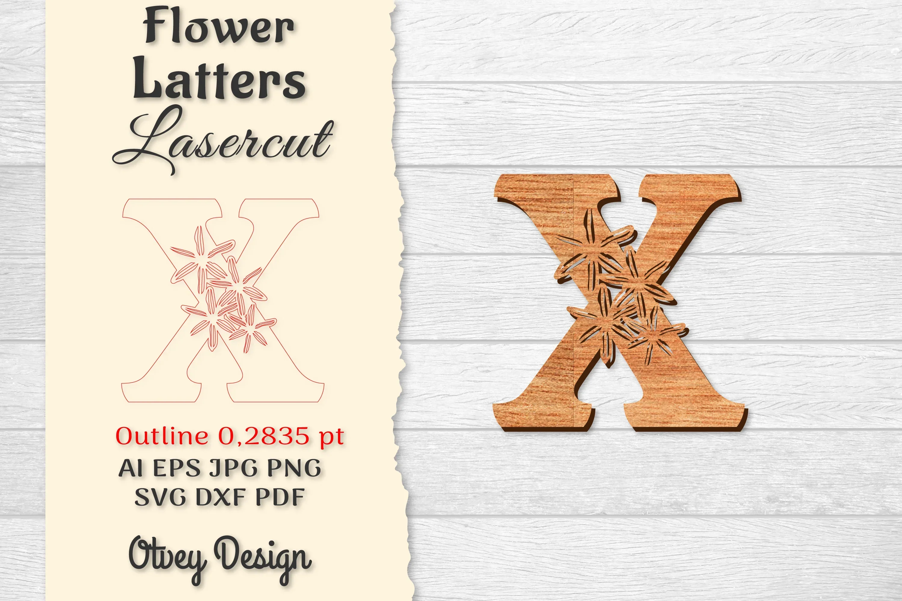 Flower Letters Laser Cut SVG Bundle