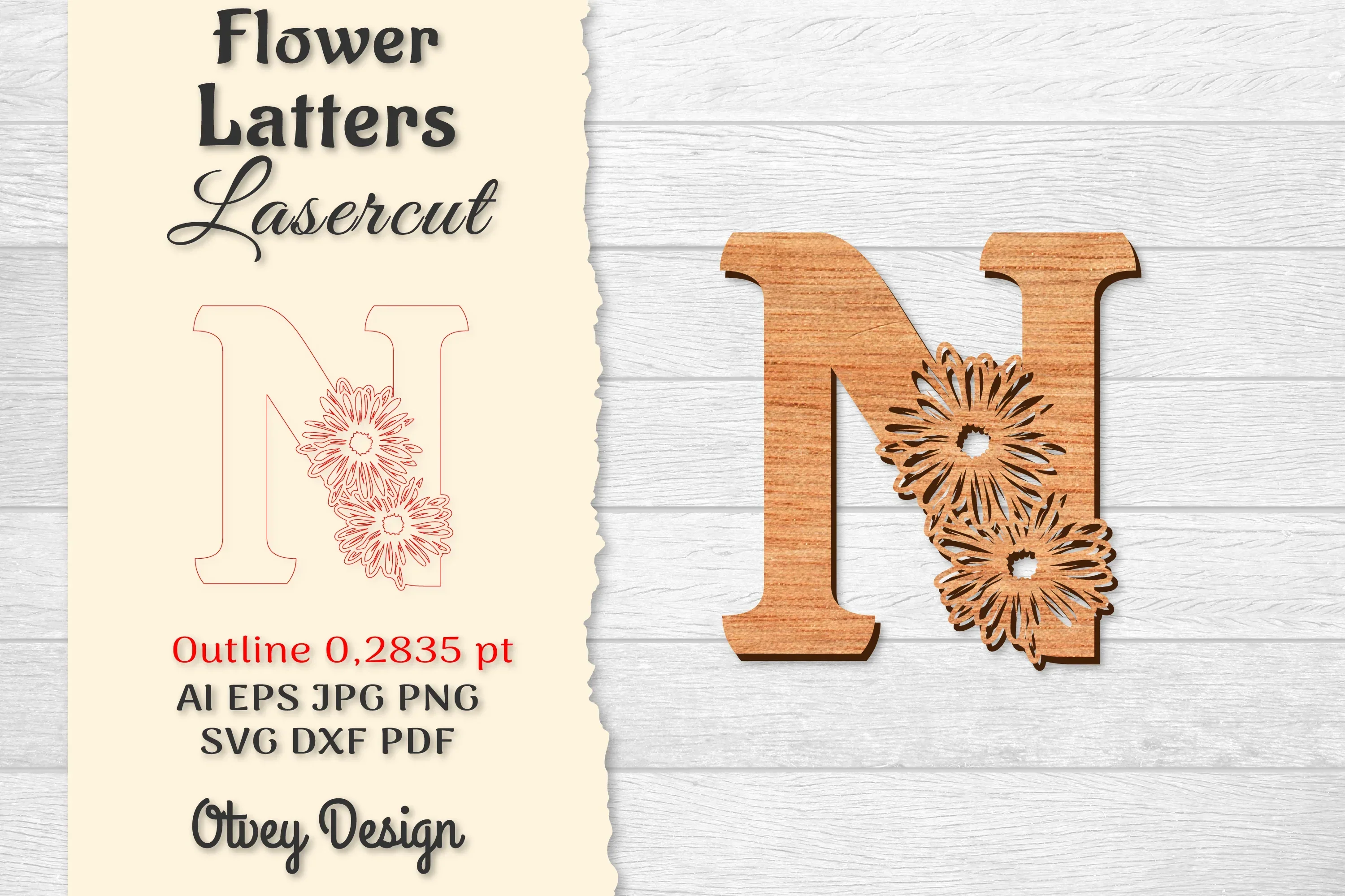 Flower Letters Laser Cut SVG Bundle