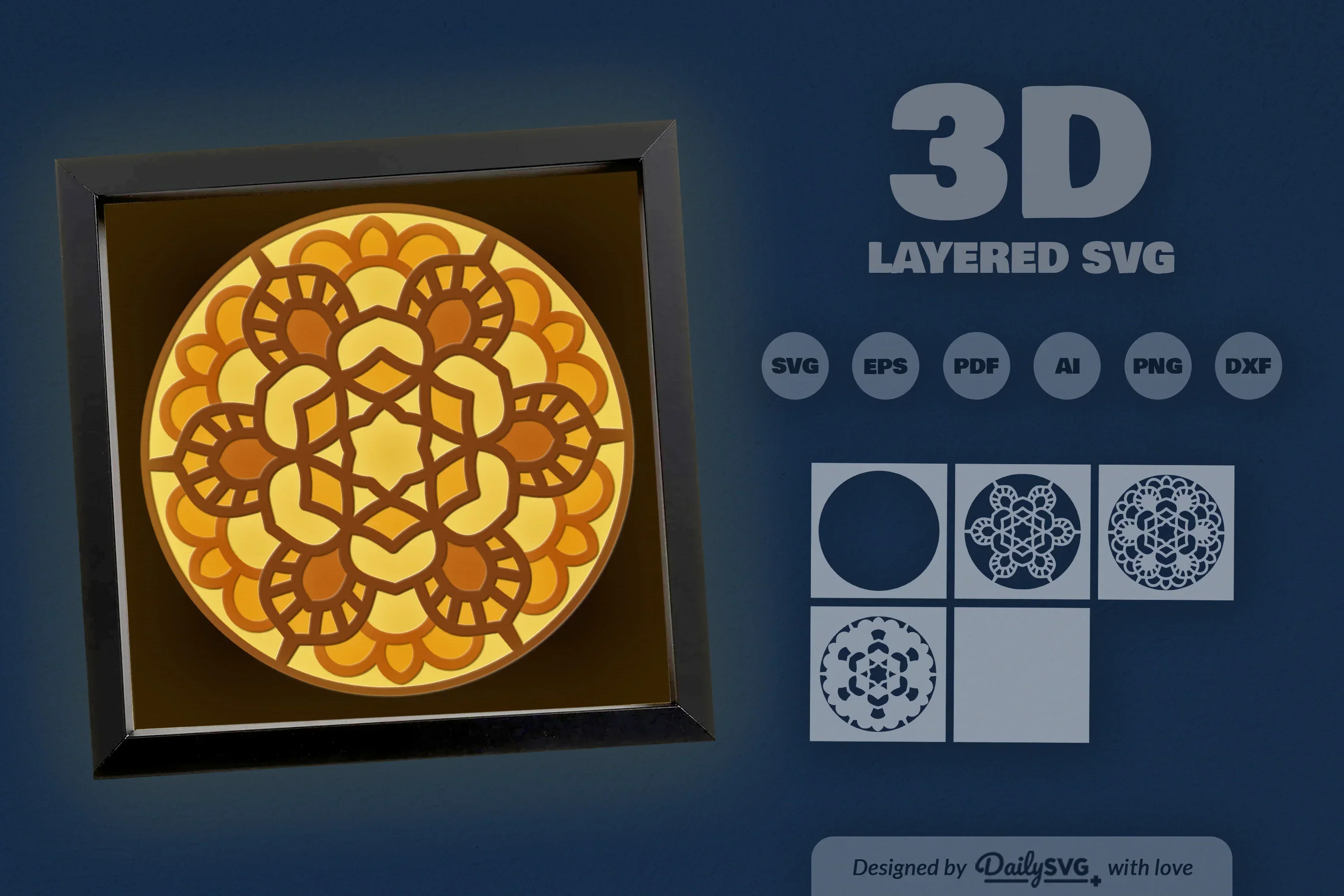 Flower Mandala Paper Cut SVG Bundle - Image 3