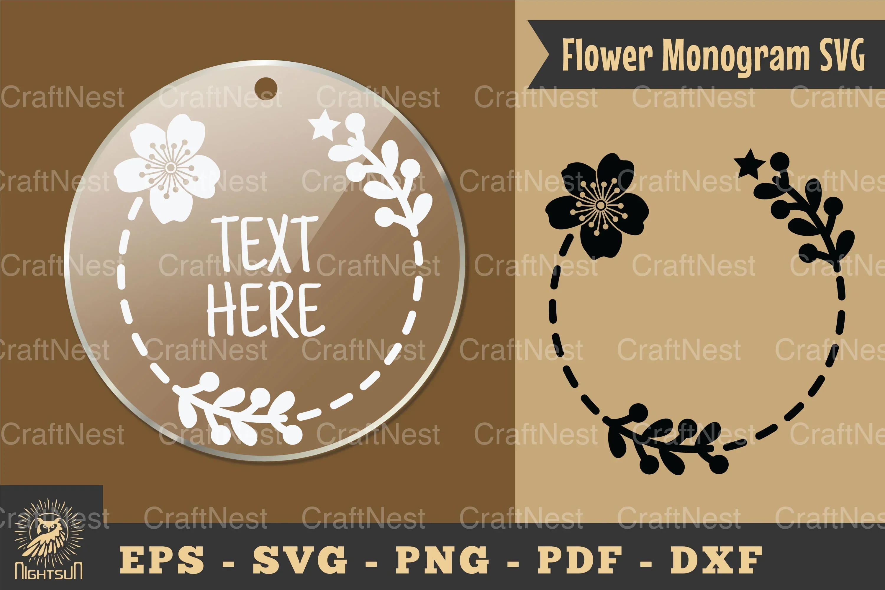 Flower Monogram Silhouette Clipart Bundle
