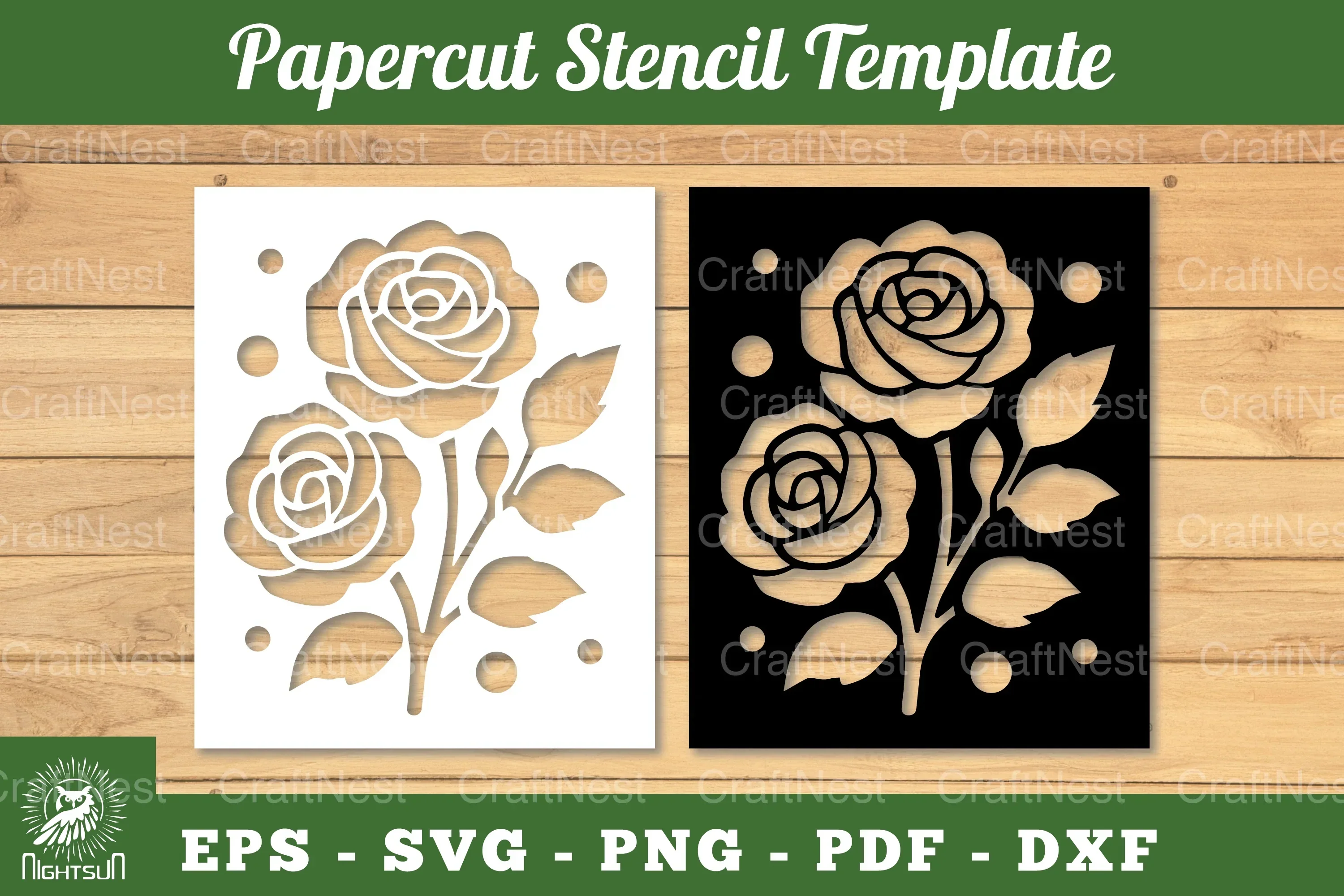 Flower Papercut Stencil Template Clipart Bundle