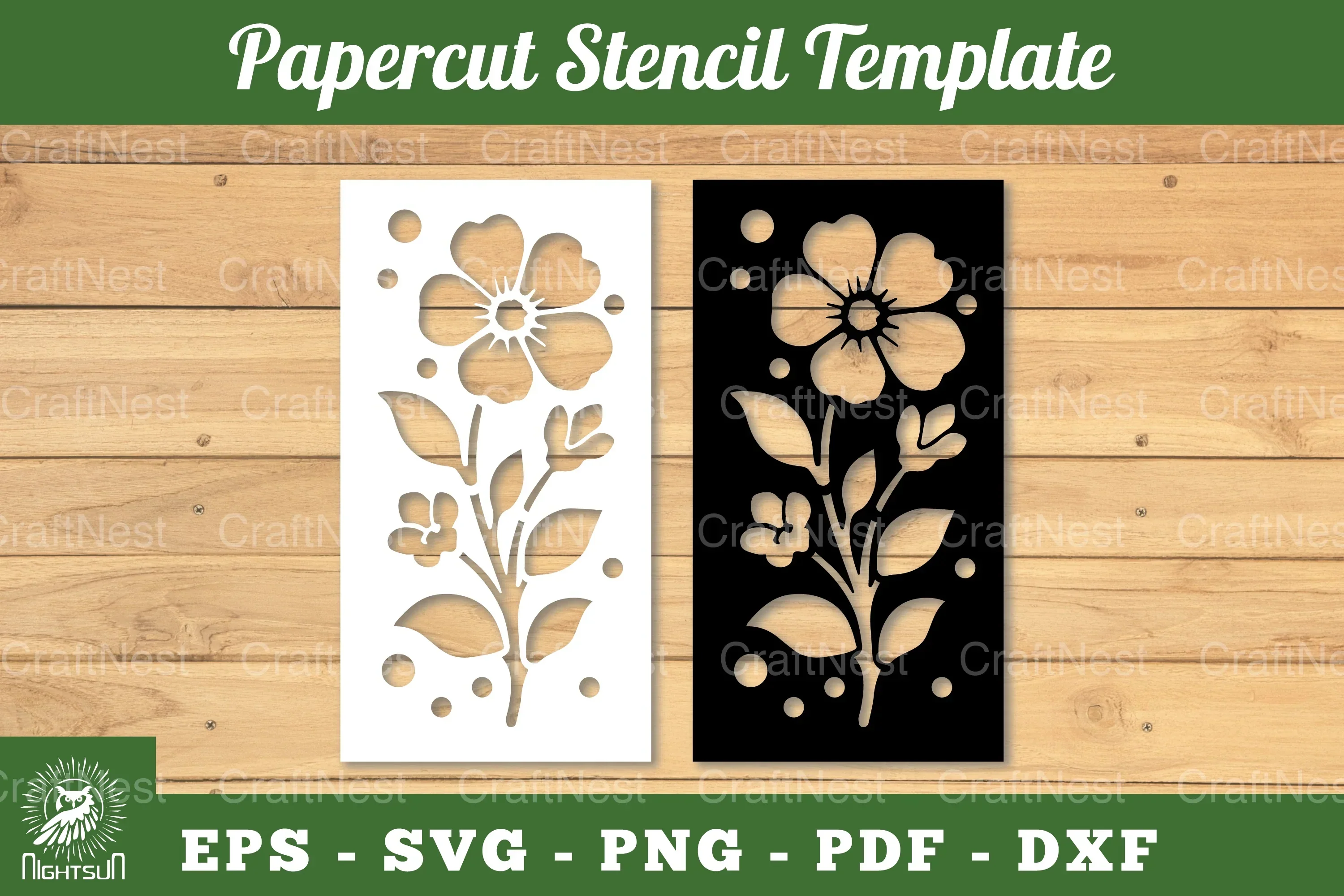 Flower Papercut Stencil Template Clipart Bundle