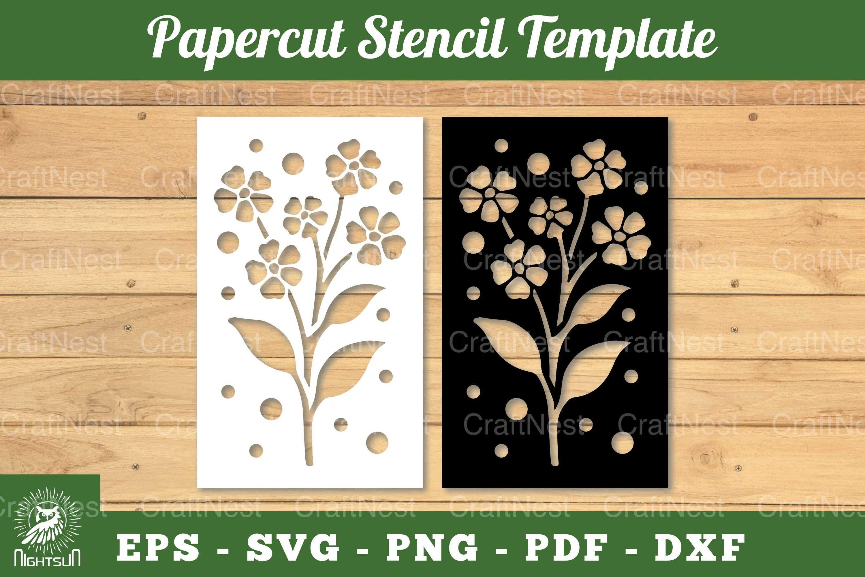 Flower Papercut Stencil Template Clipart Bundle
