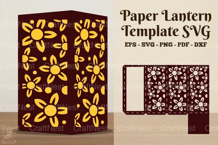 Flower Pattern Paper Lantern Template Bundle