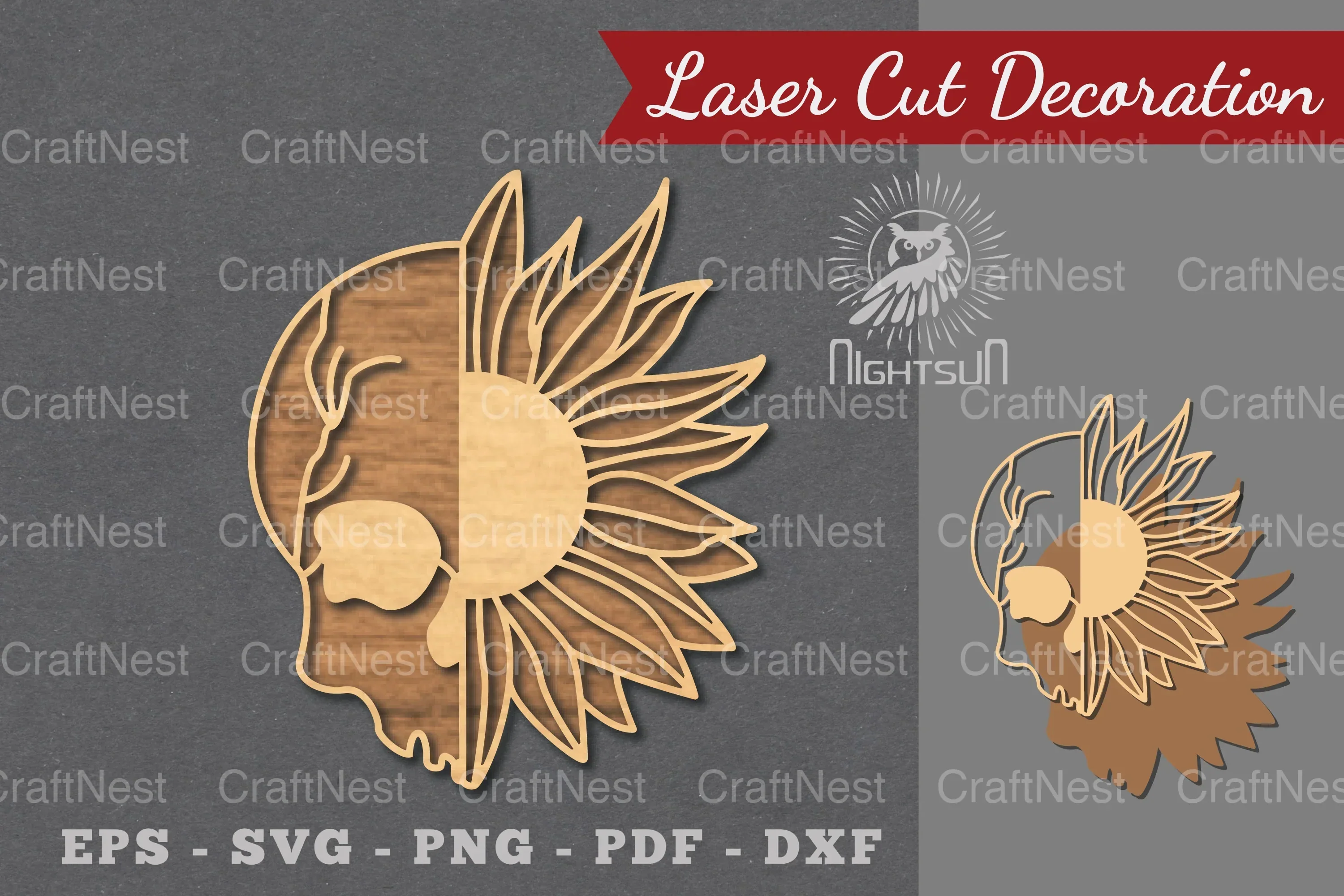 Flower Skull Laser Cut Decoration Clipart Bundle