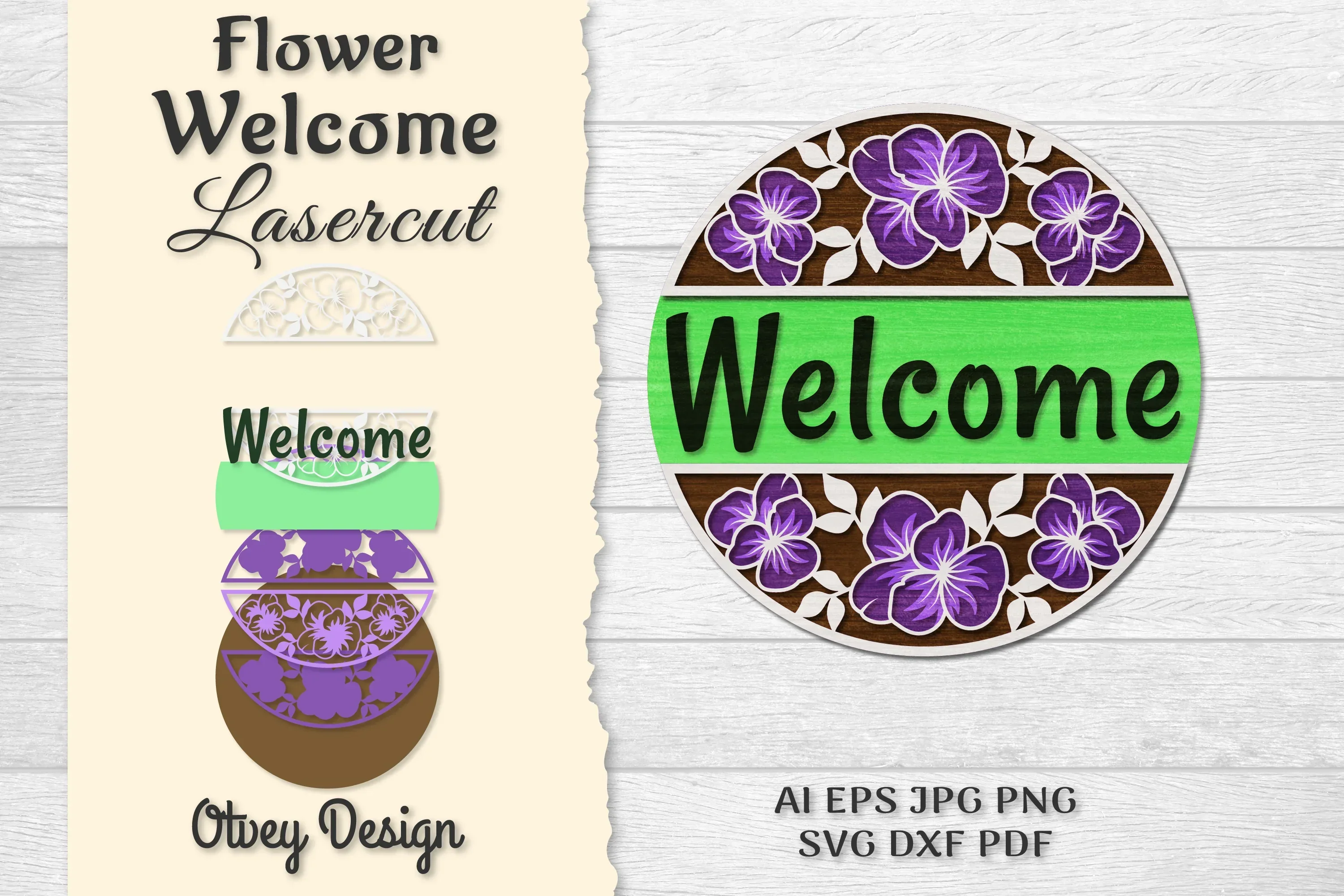 Flower Welcome Lasercut SVG Bundle