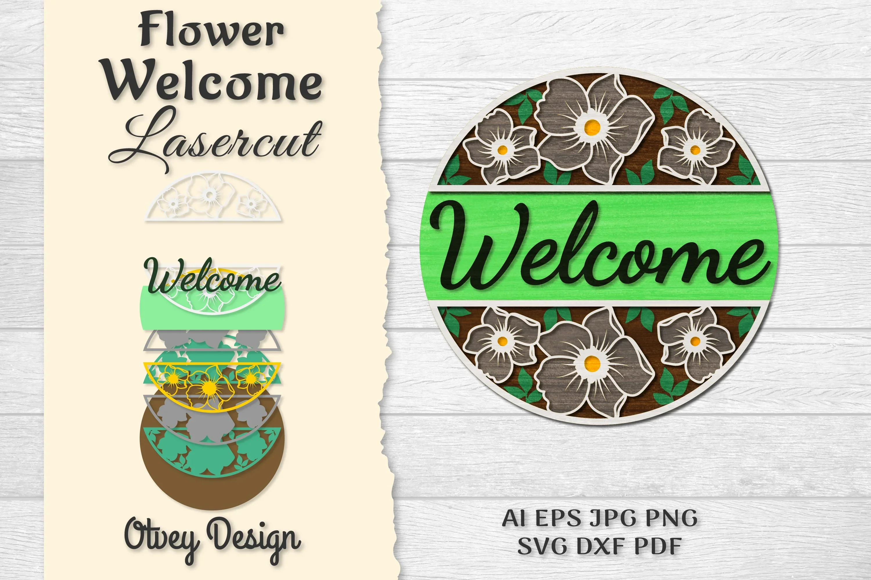 Flower Welcome Lasercut SVG Bundle