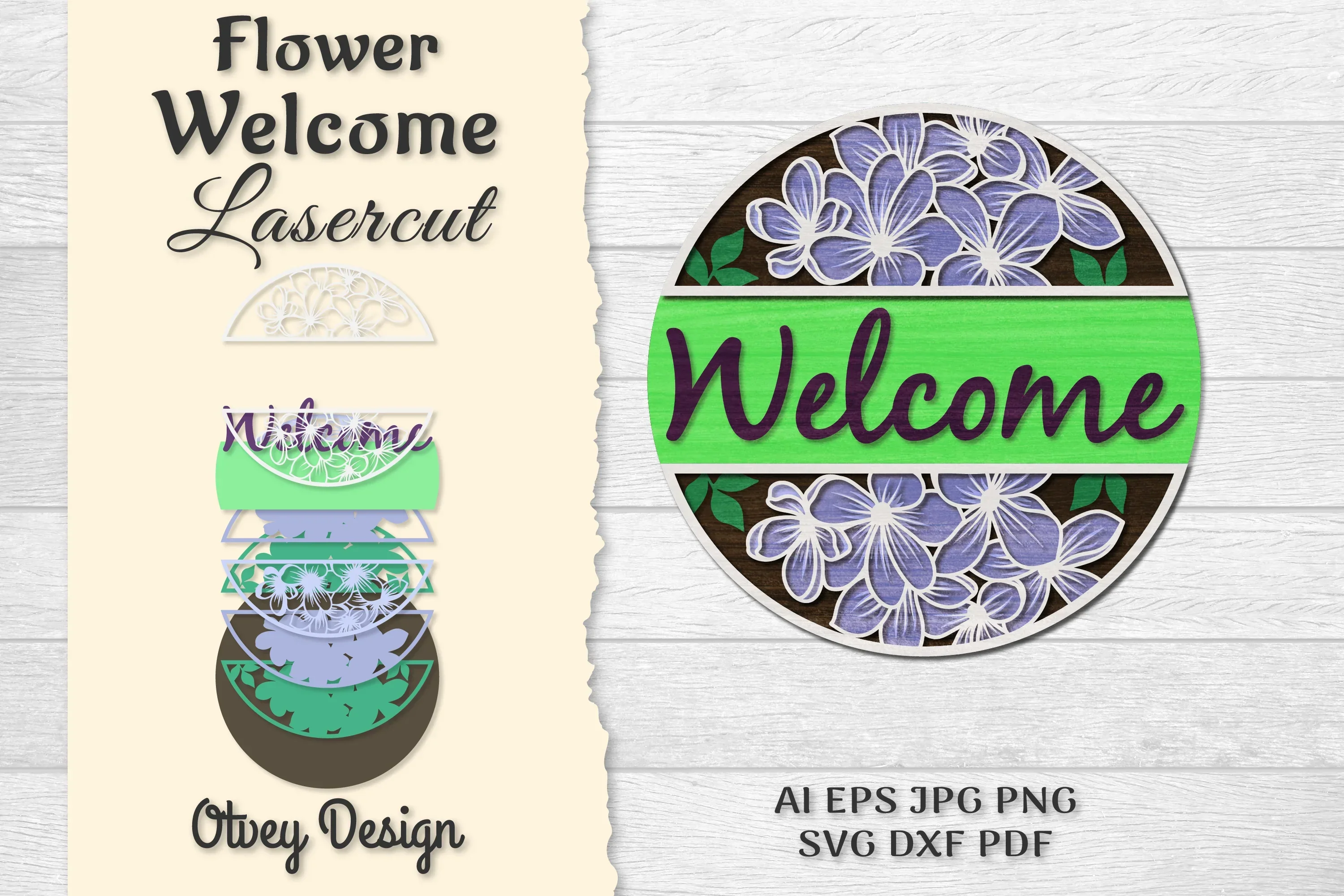 Flower Welcome Lasercut SVG Bundle