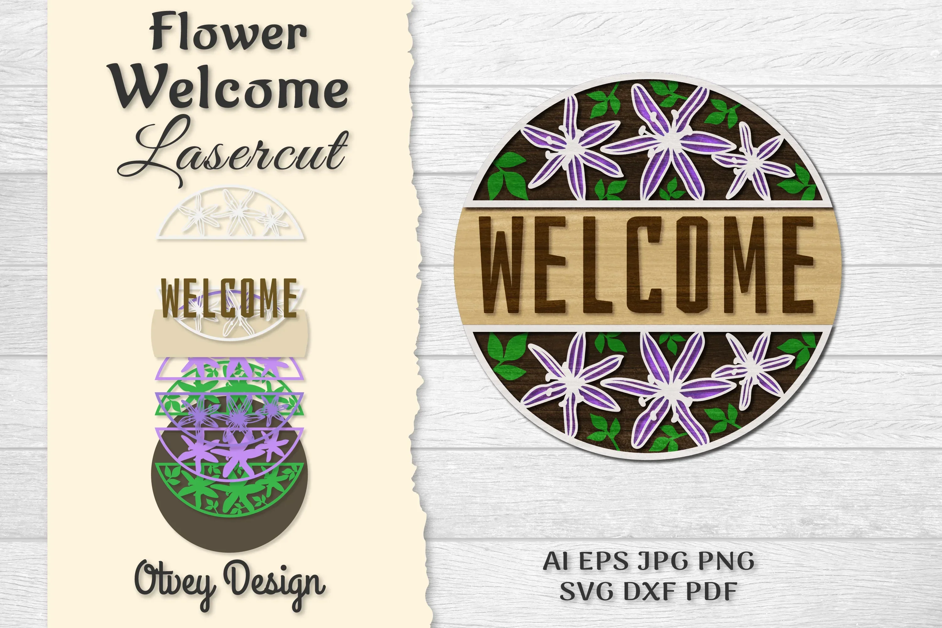 Flower Welcome Lasercut SVG Bundle