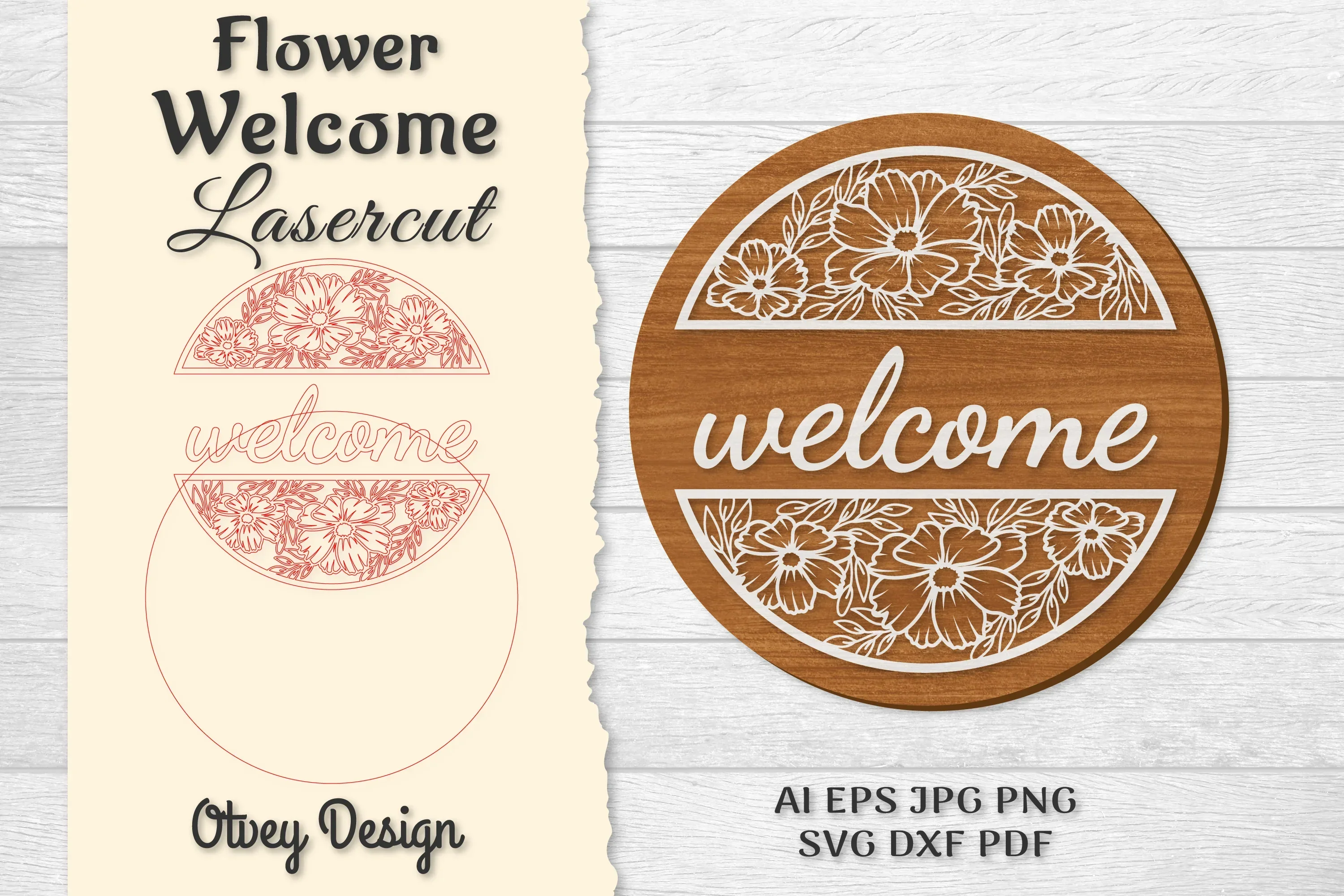 Flower Welcome Lasercut SVG Bundle