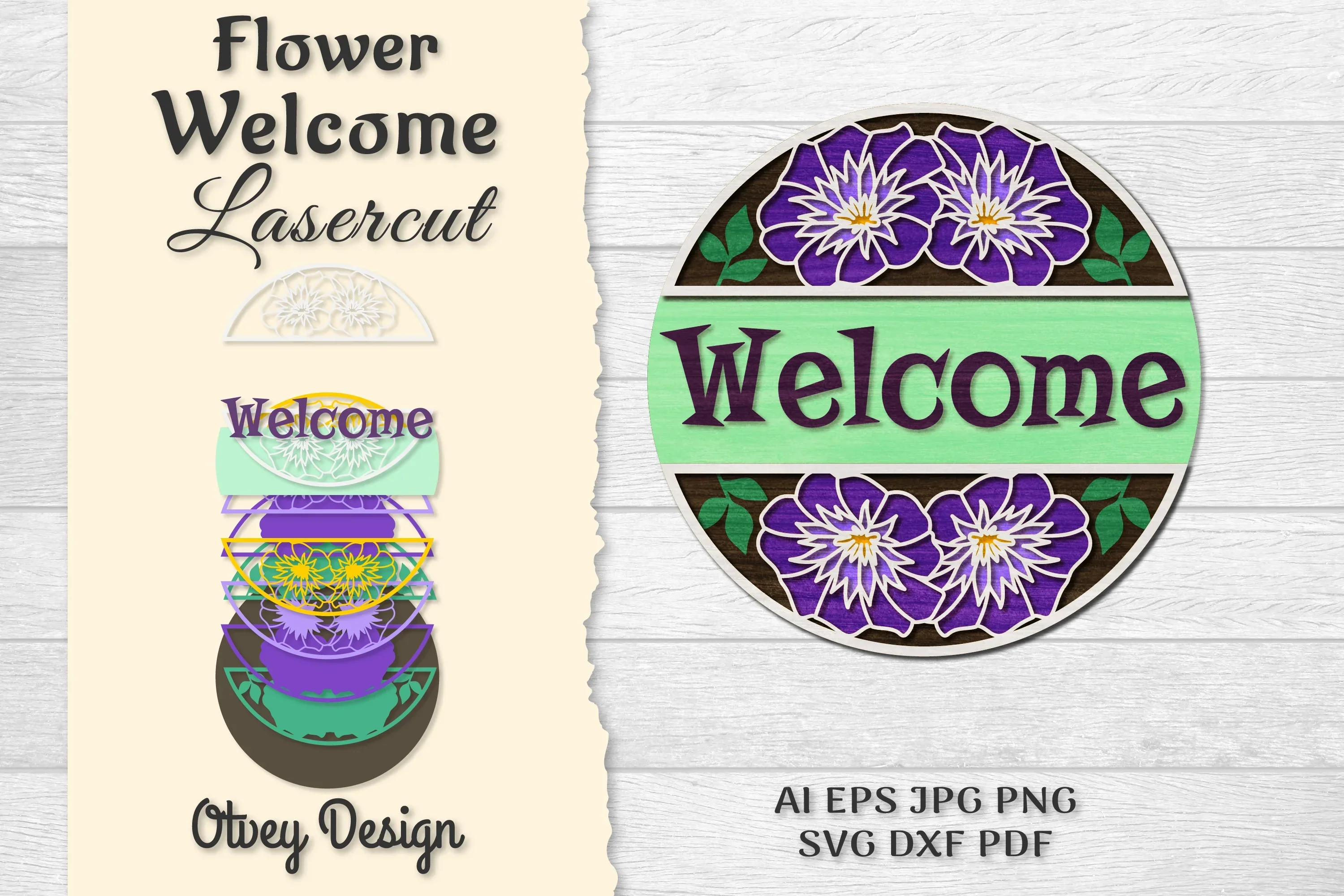 Flower Welcome Lasercut SVG Bundle