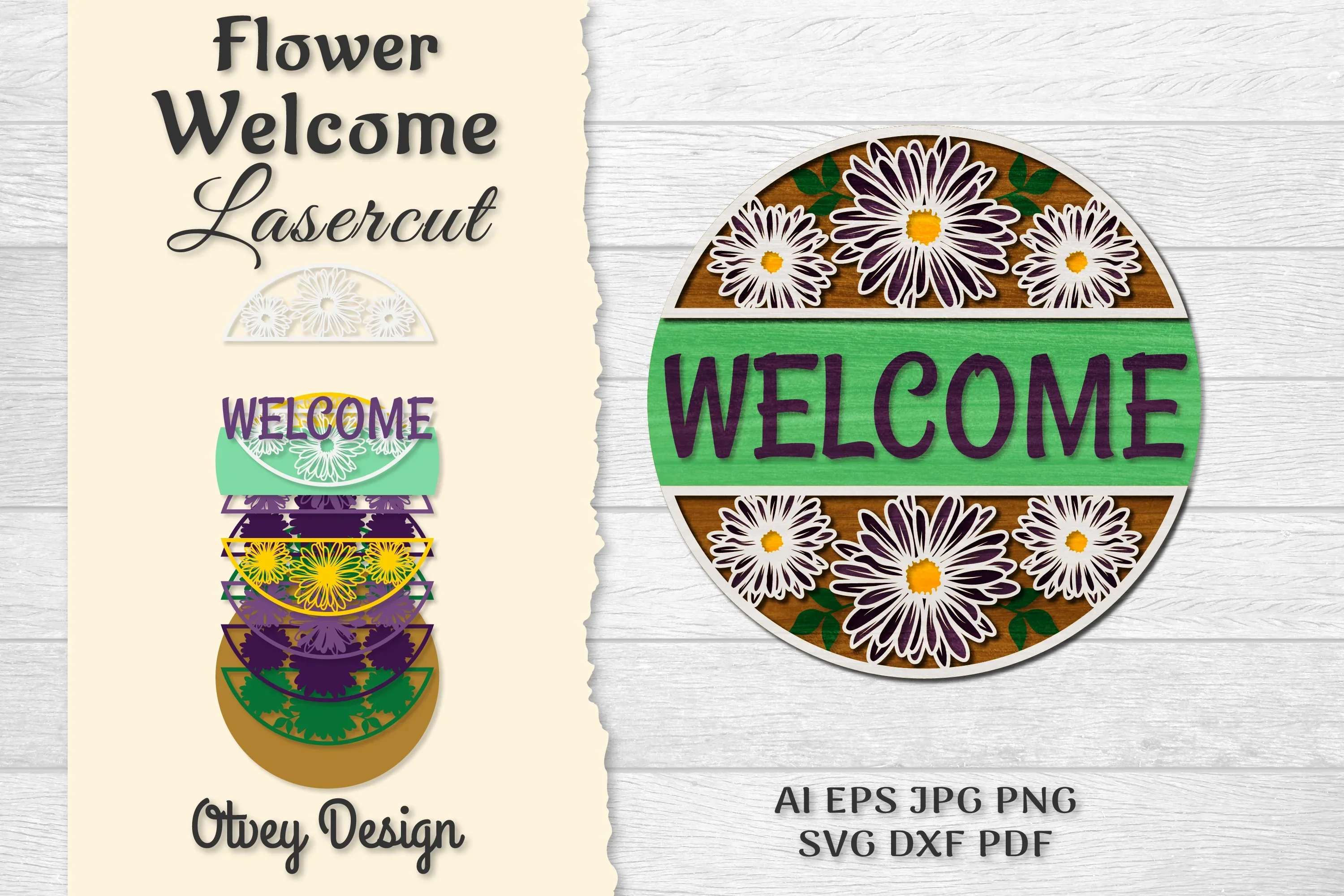 Flower Welcome Lasercut SVG Bundle