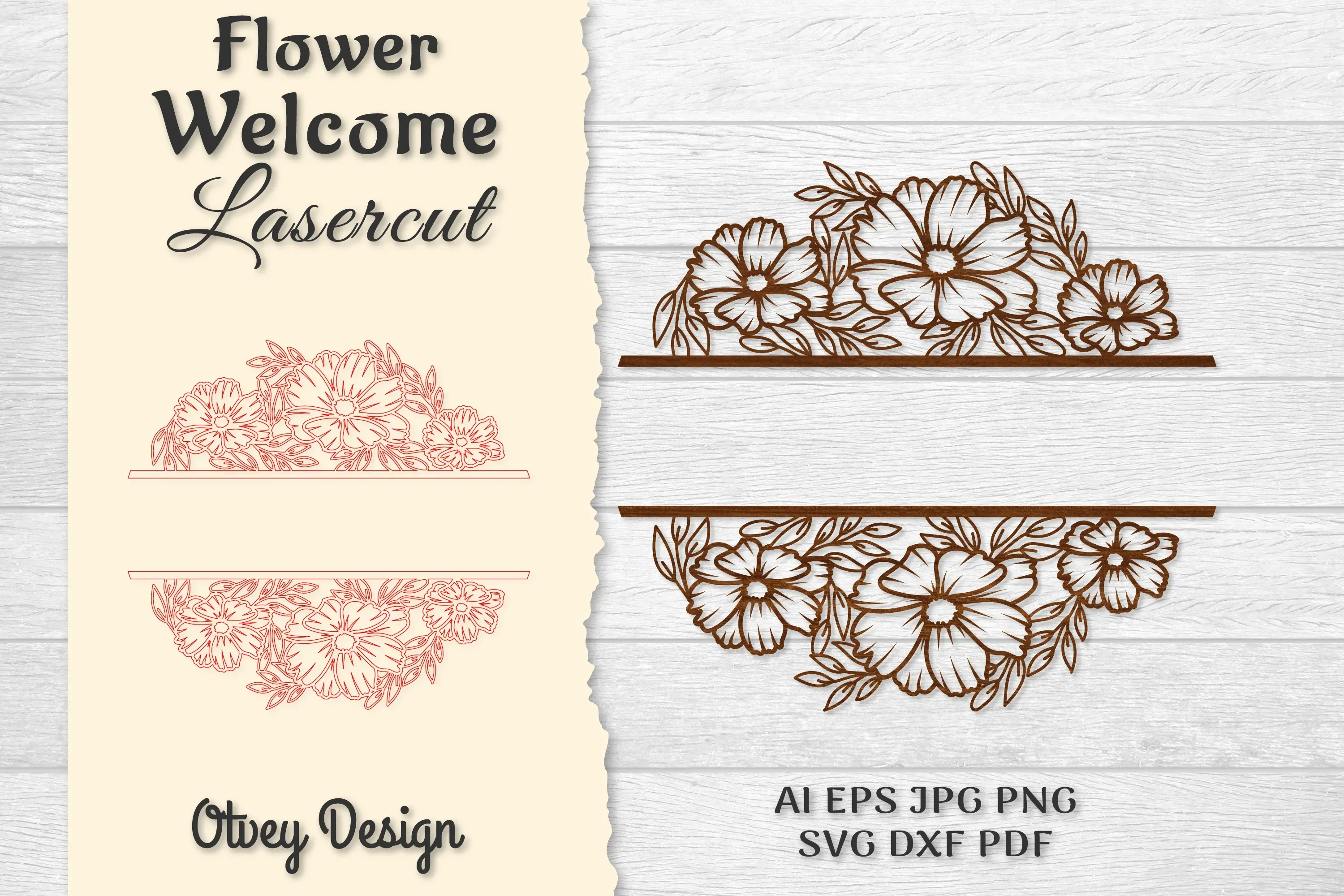 Flower Welcome Slip Lasercut SVG Bundle