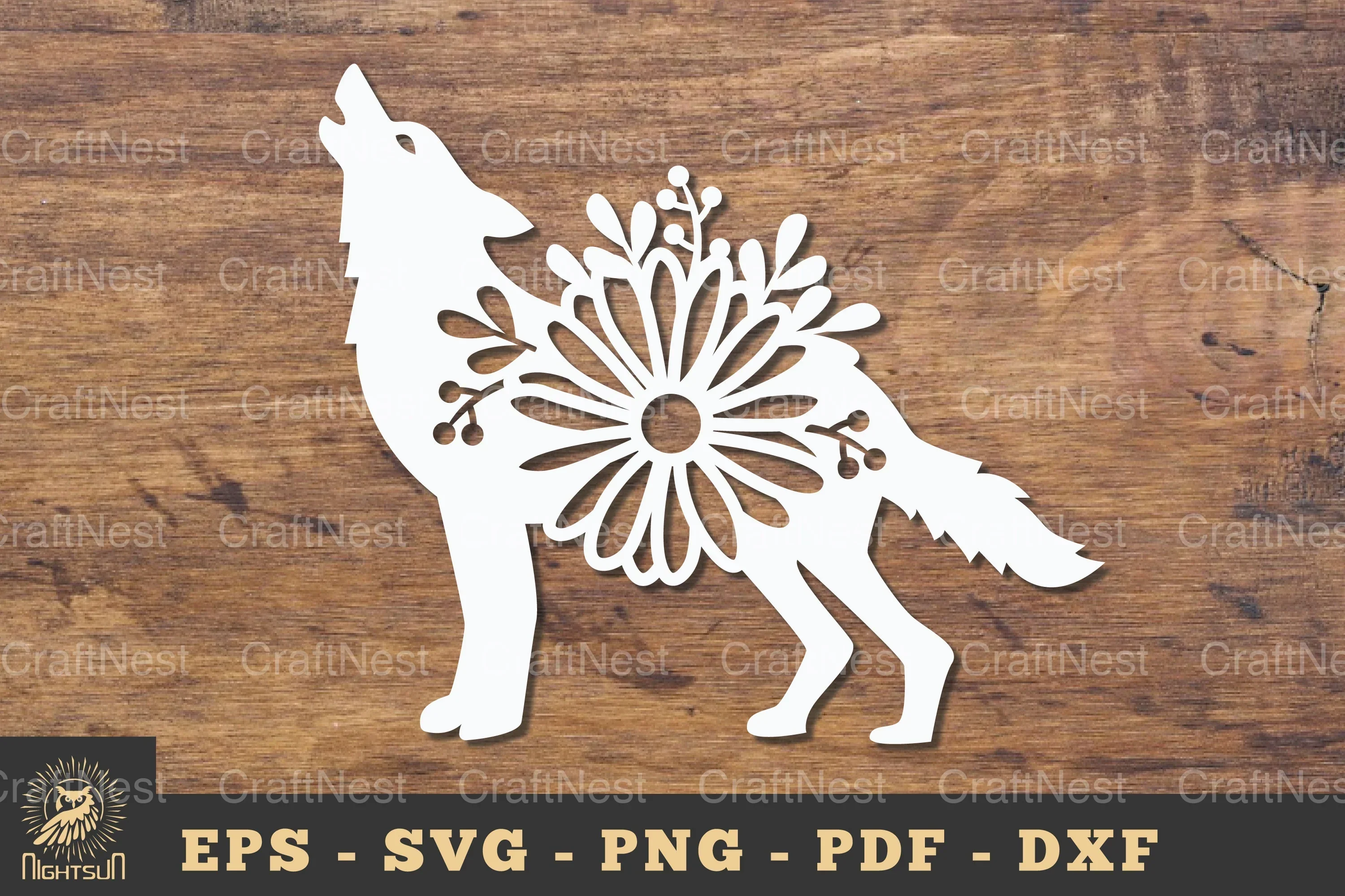 Flower Wolf Papercut SVG Bundle
