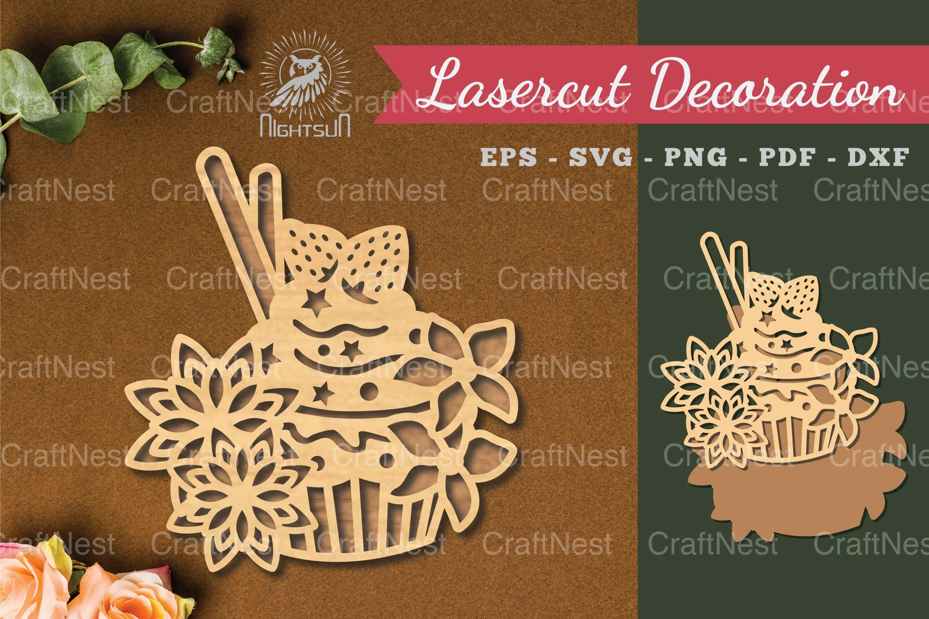 Flowers Cake Laser Cut Decoration Clipart Bundle