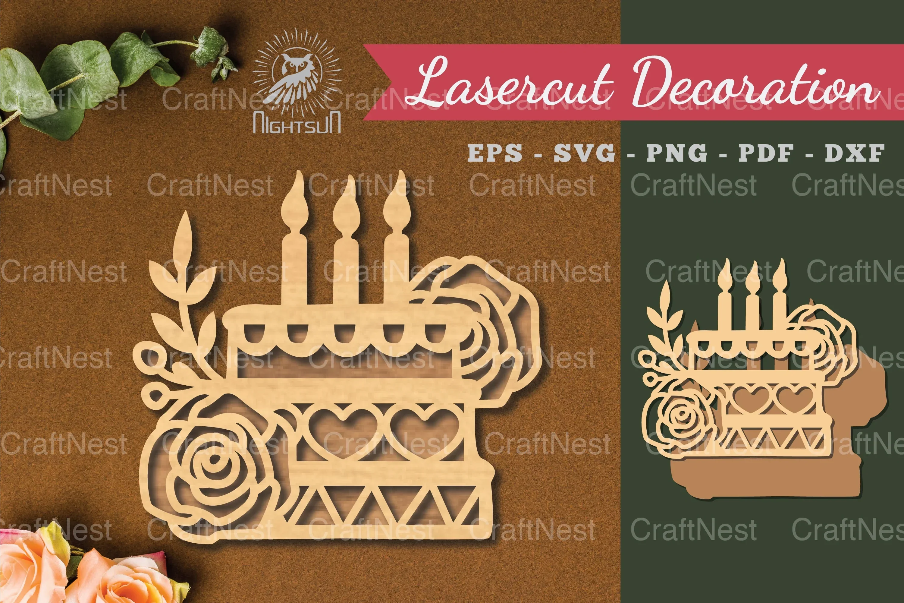 Flowers Cake Laser Cut Decoration Clipart Bundle