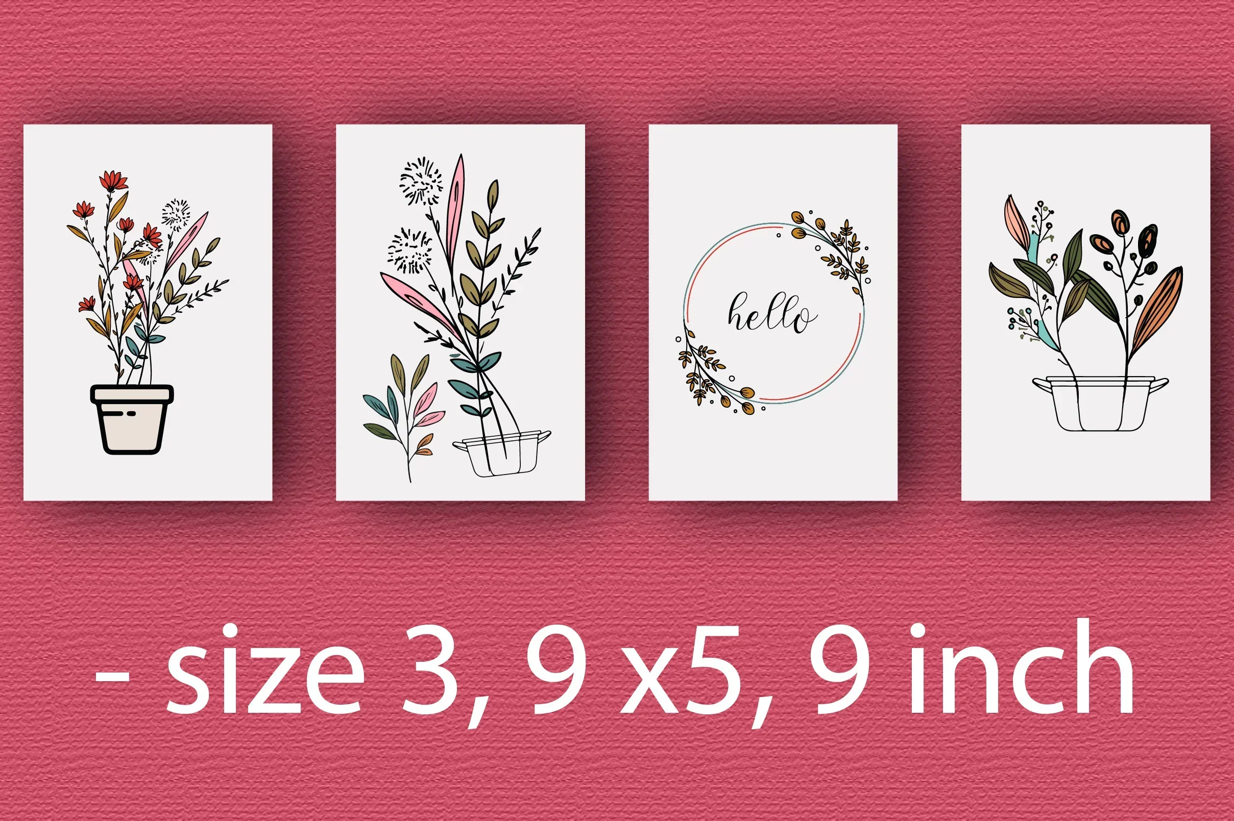 Flowers Card Flowers Illustrations With Recycled Envelope Bundle - Image 2