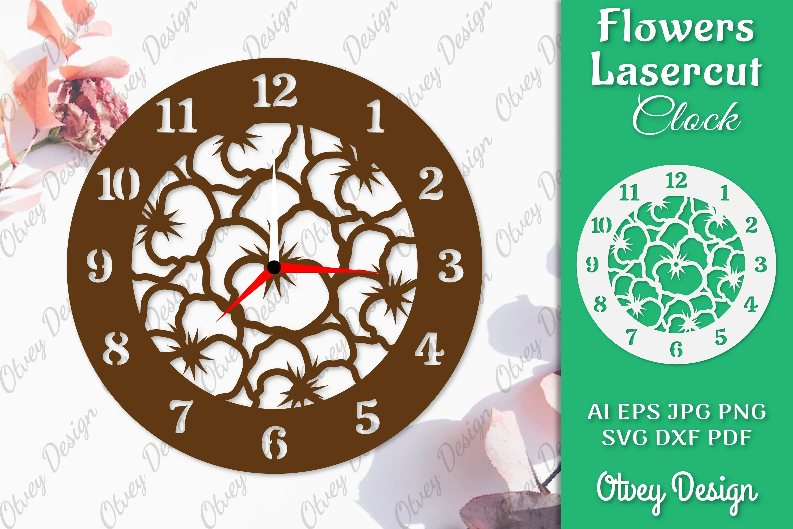 Flowers Clock SVG LaserCut SVG Bundle