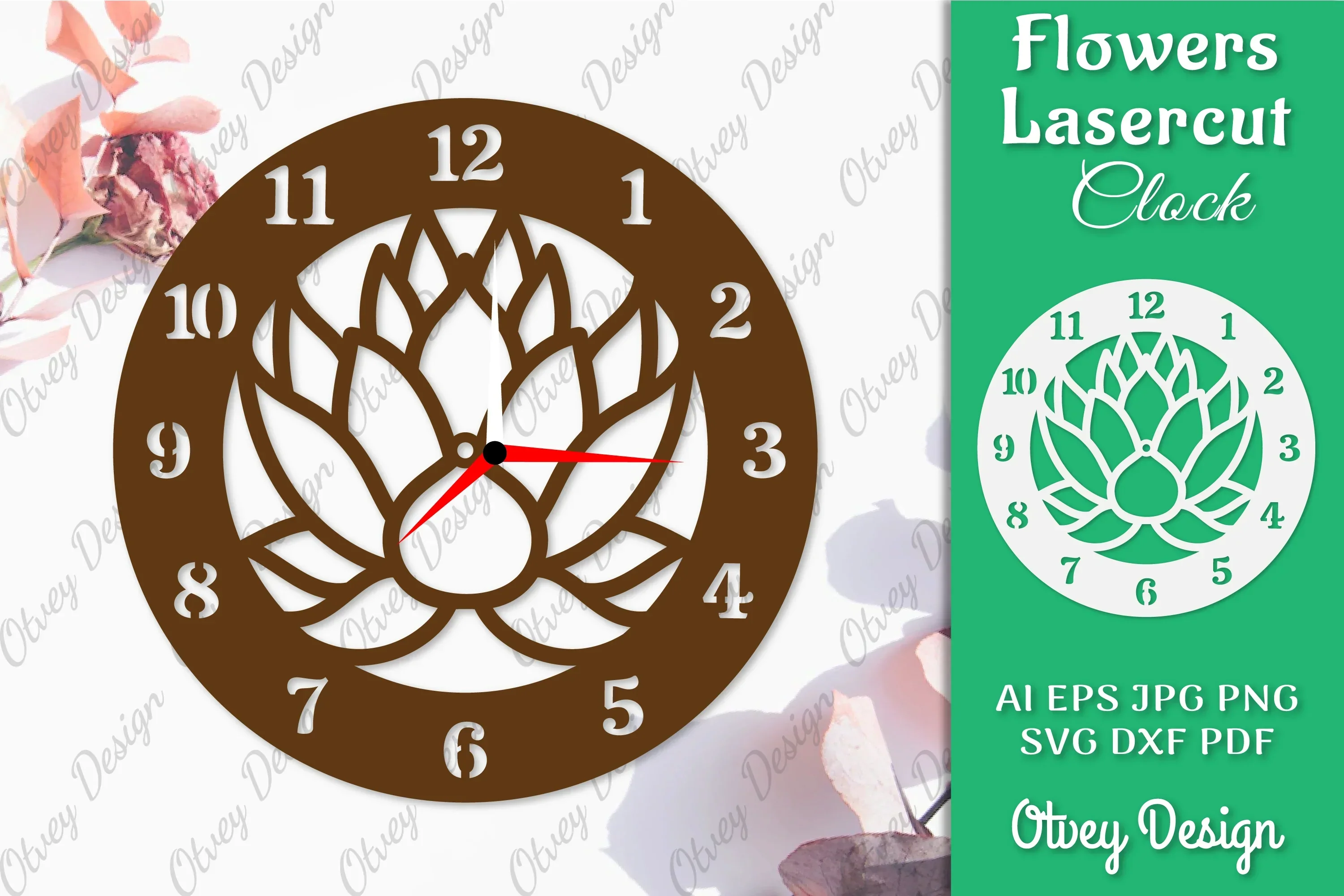 Flowers Clock SVG LaserCut SVG Bundle